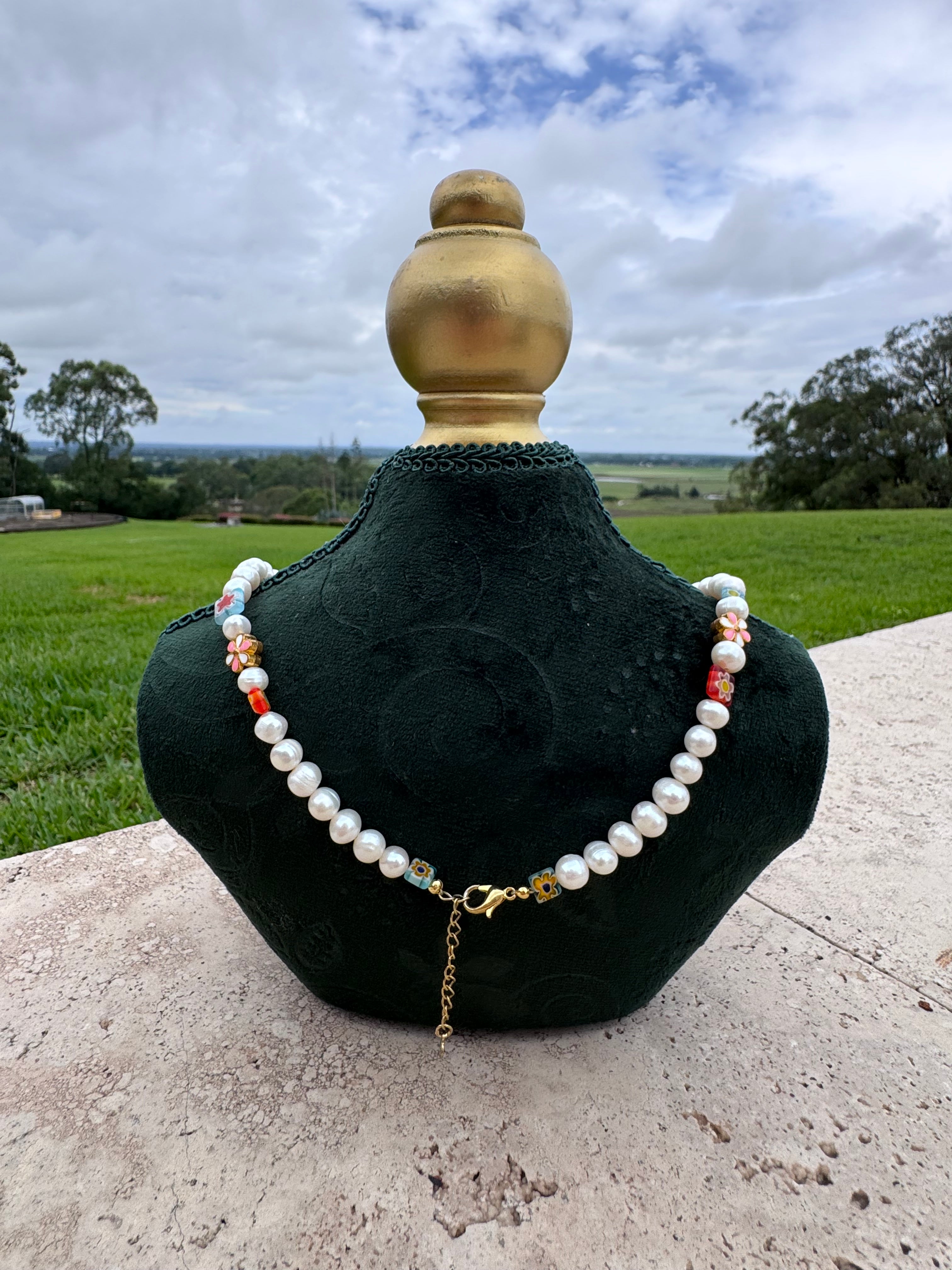 Pearl & Mushroom Charm Necklace