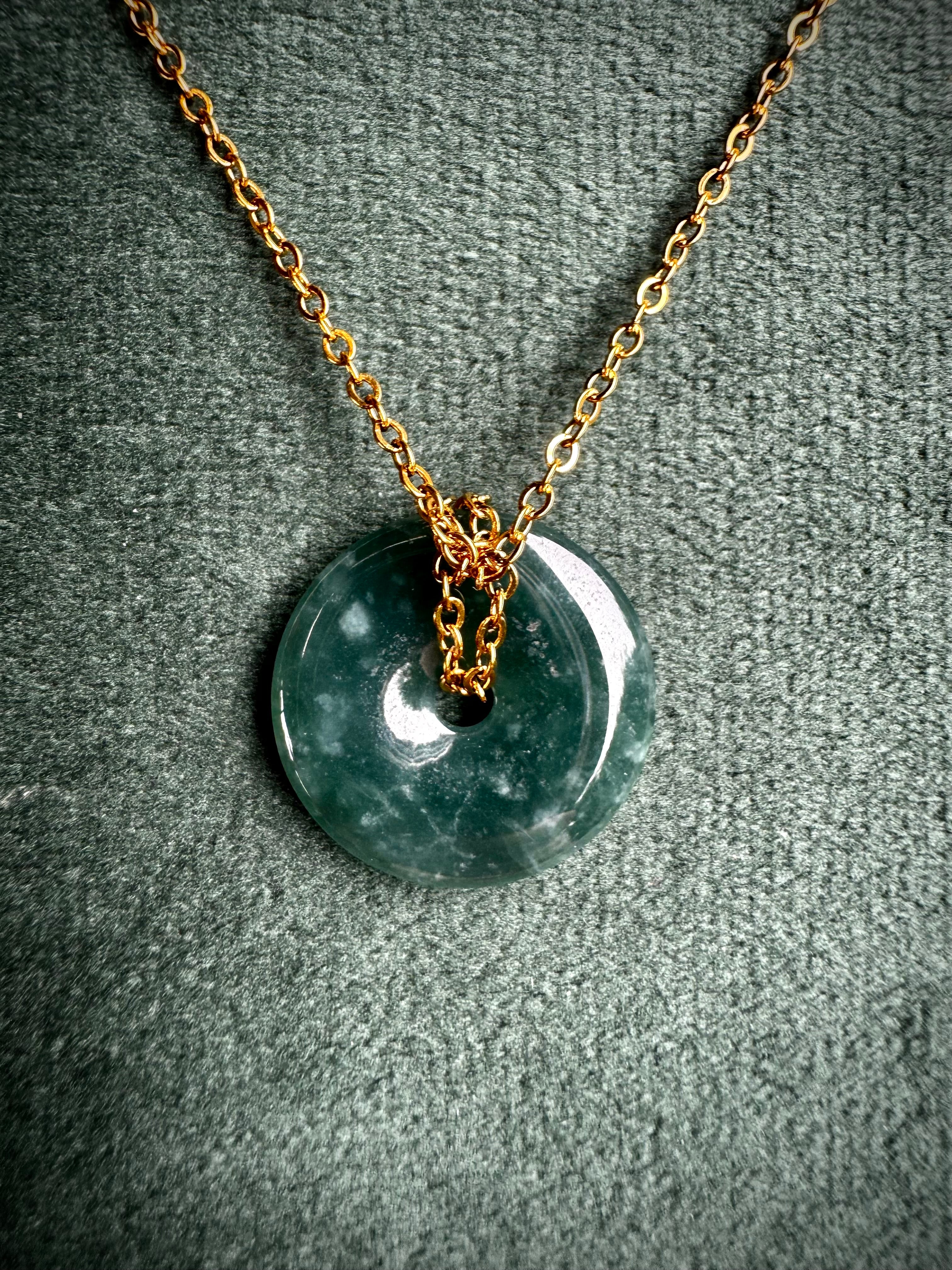 Blue Jade Doughnut Pendant