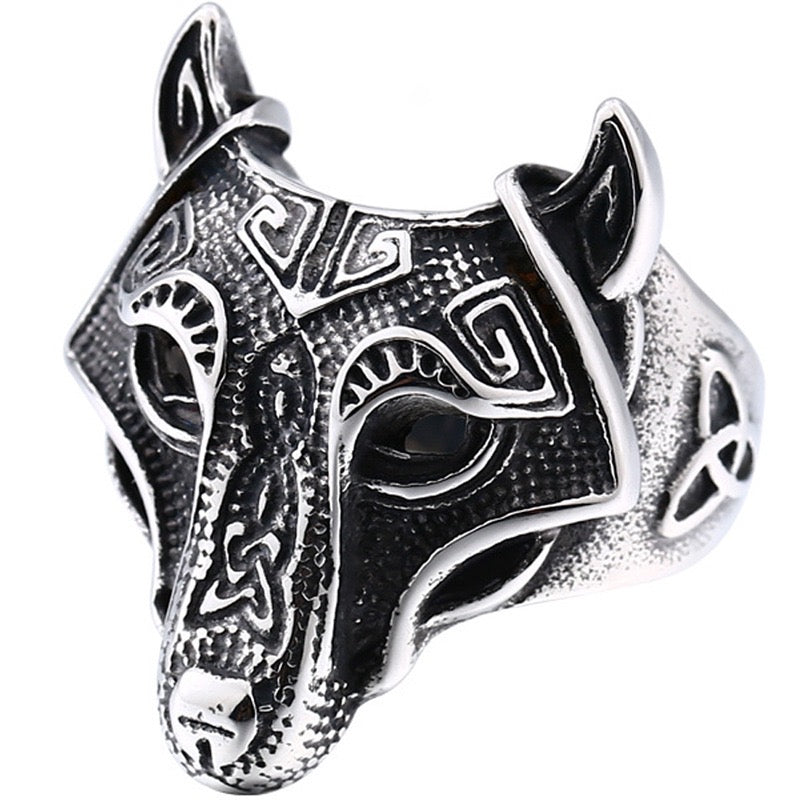 silver wolf mask ring