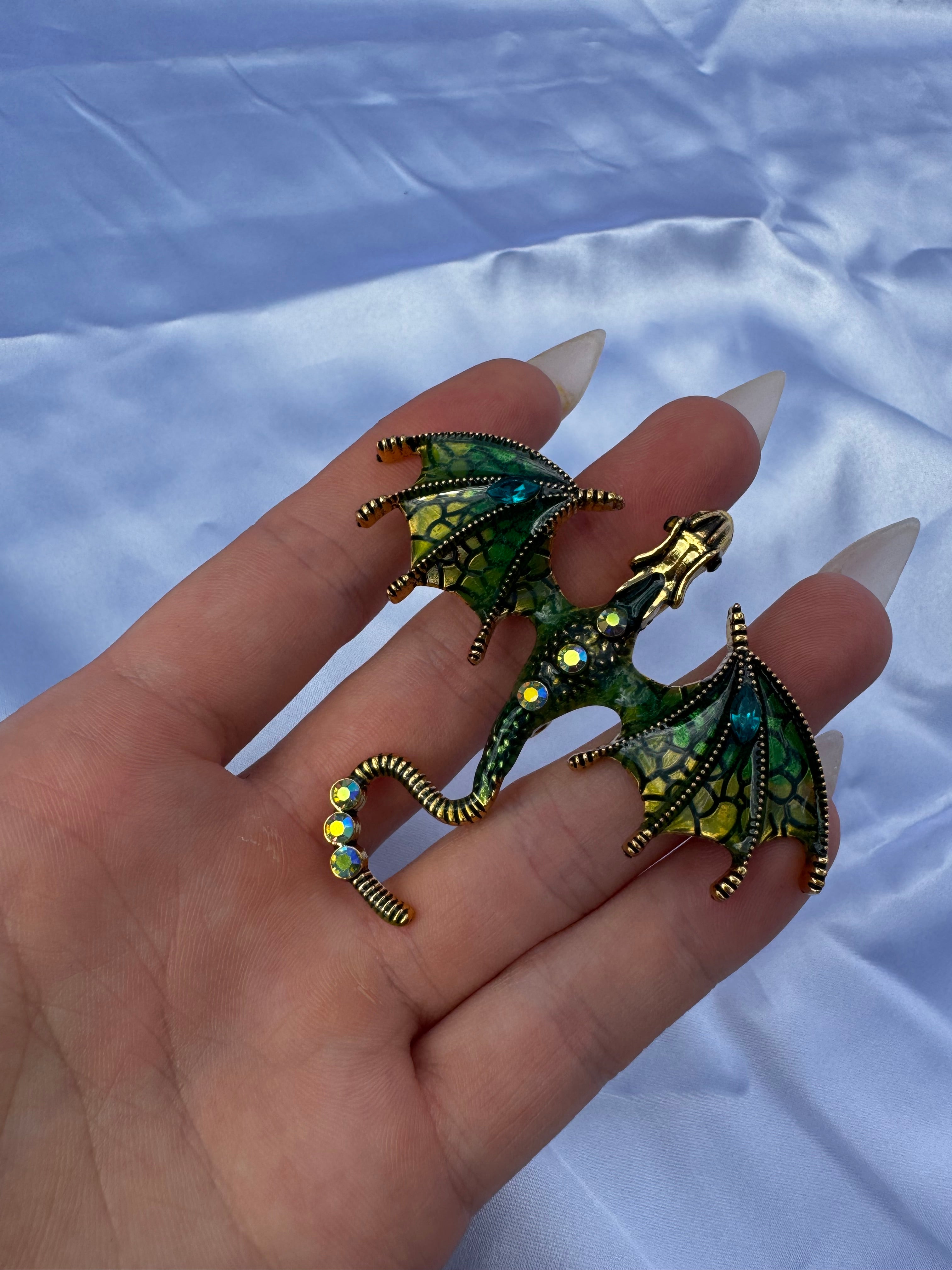Celtic fantasy dragon enameled Broach