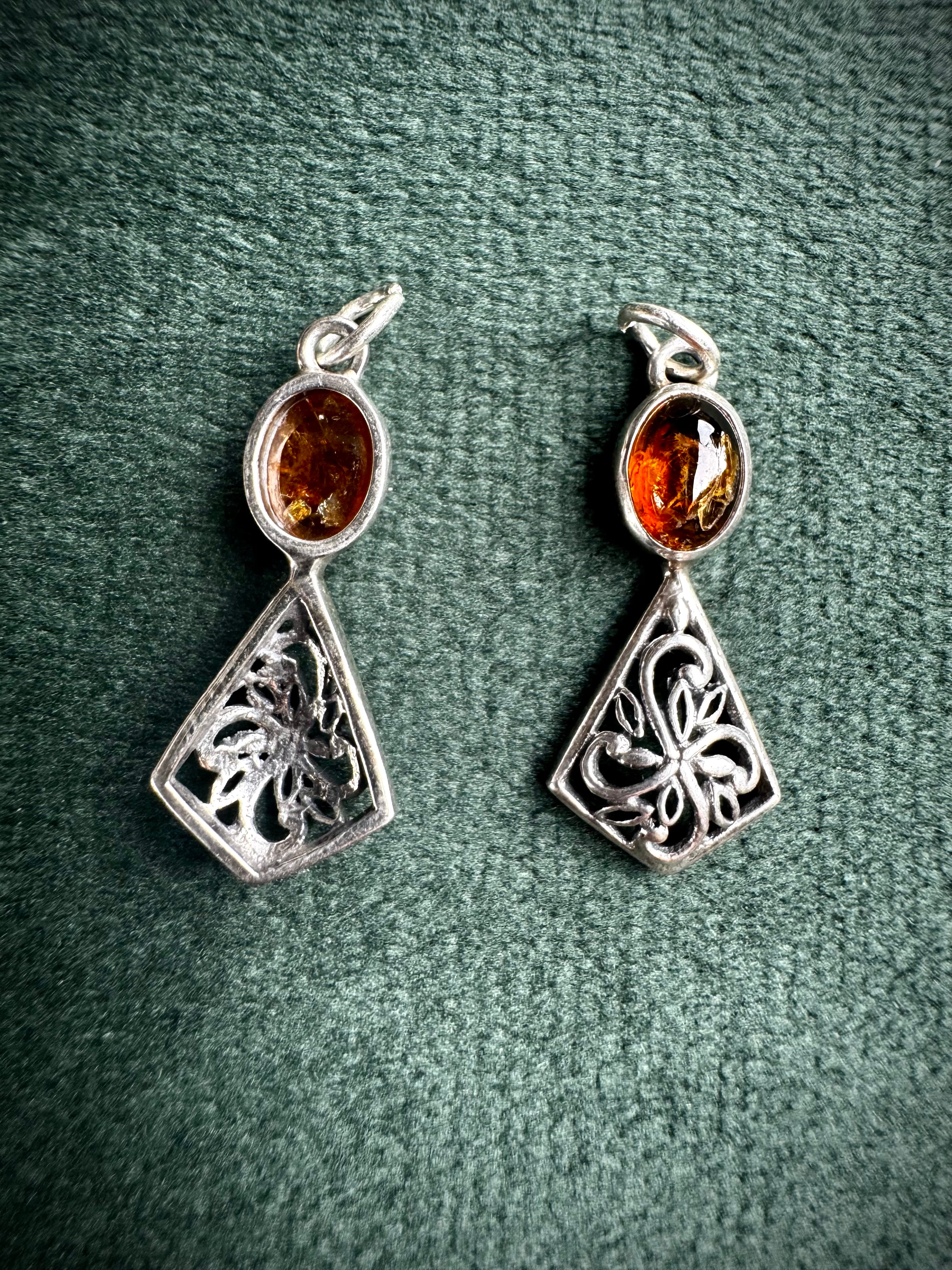 S925 Baltic Amber Filigree
