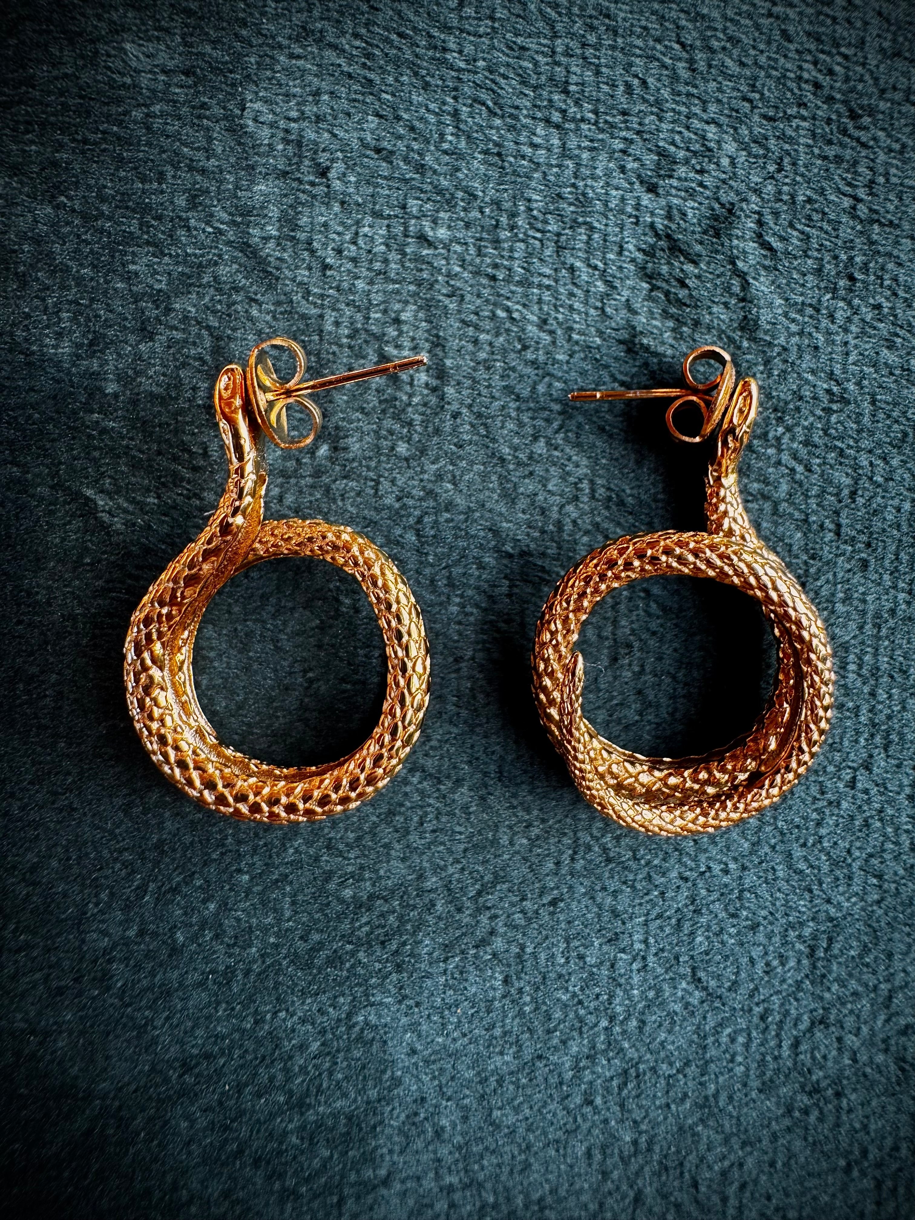 Gold Snake Hoops