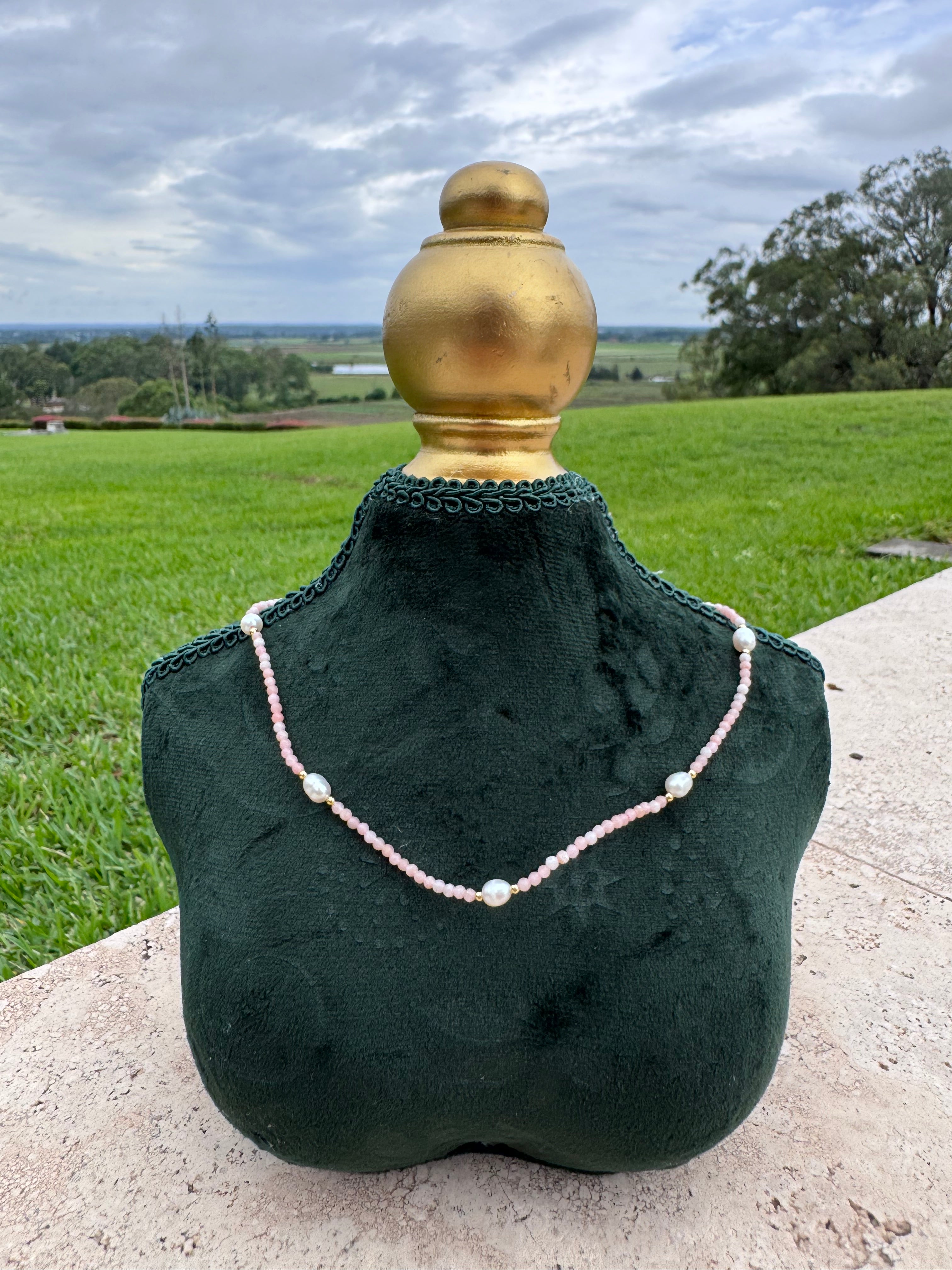 Pink Opal & Pearl Choker