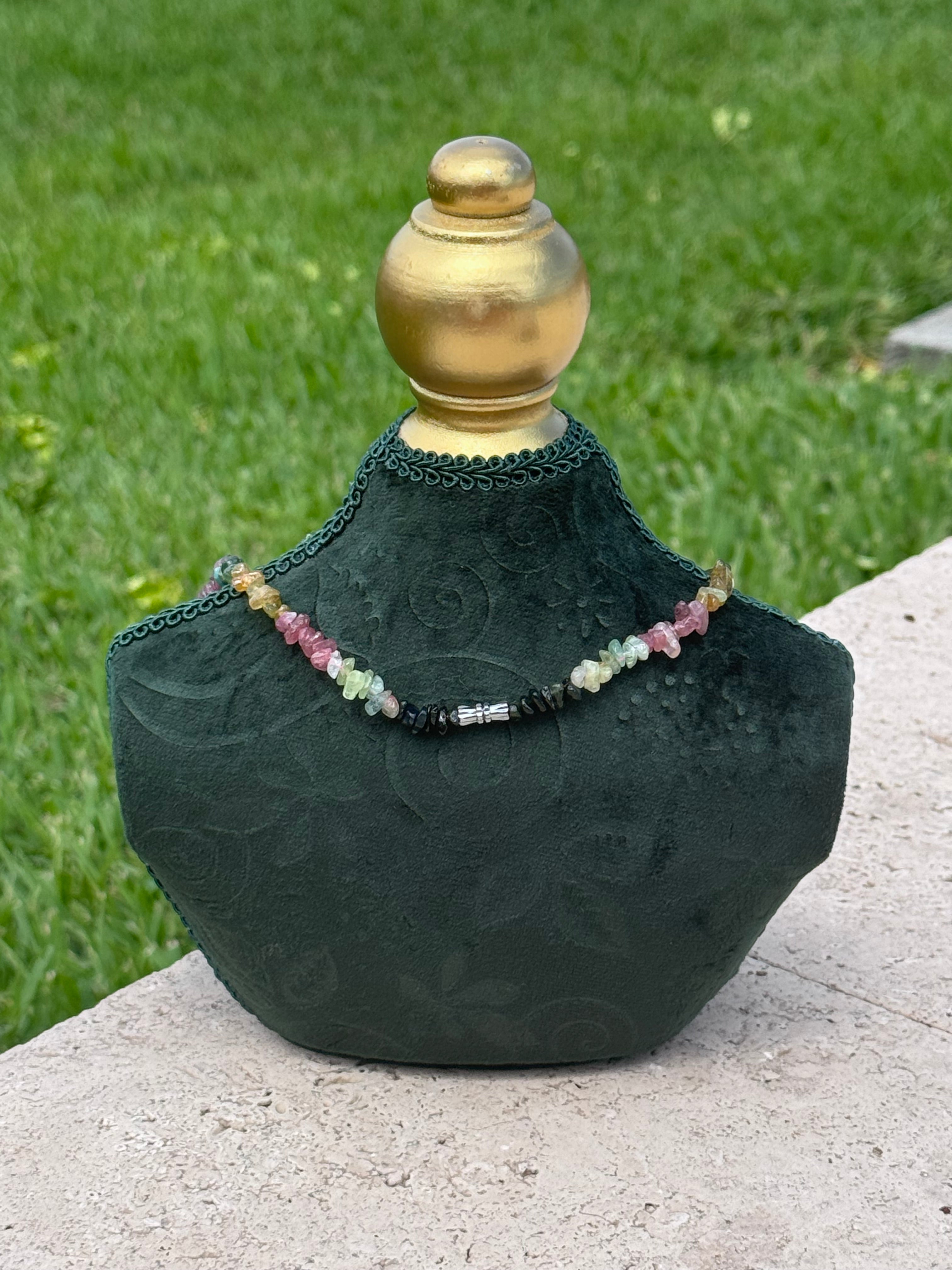 Watermelon Tourmaline Chip Necklace