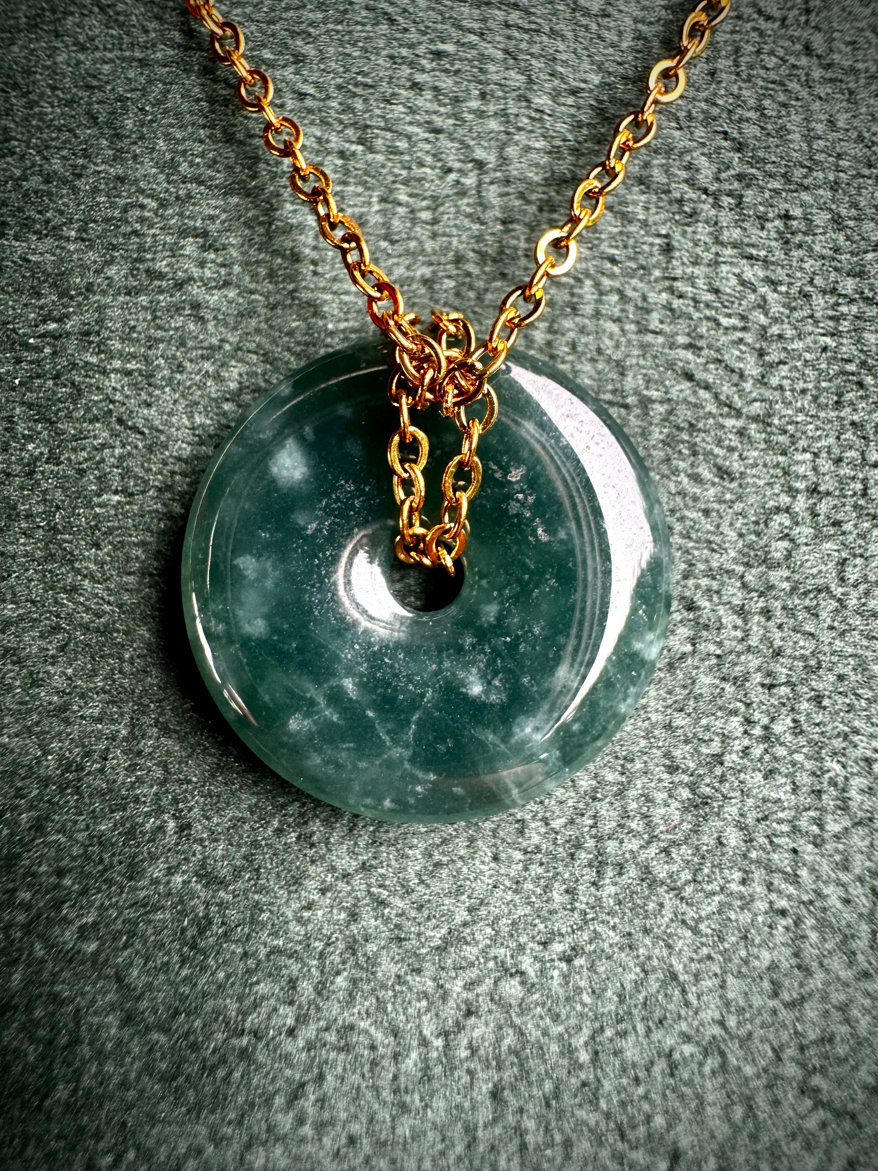 Blue Jade Doughnut Pendant