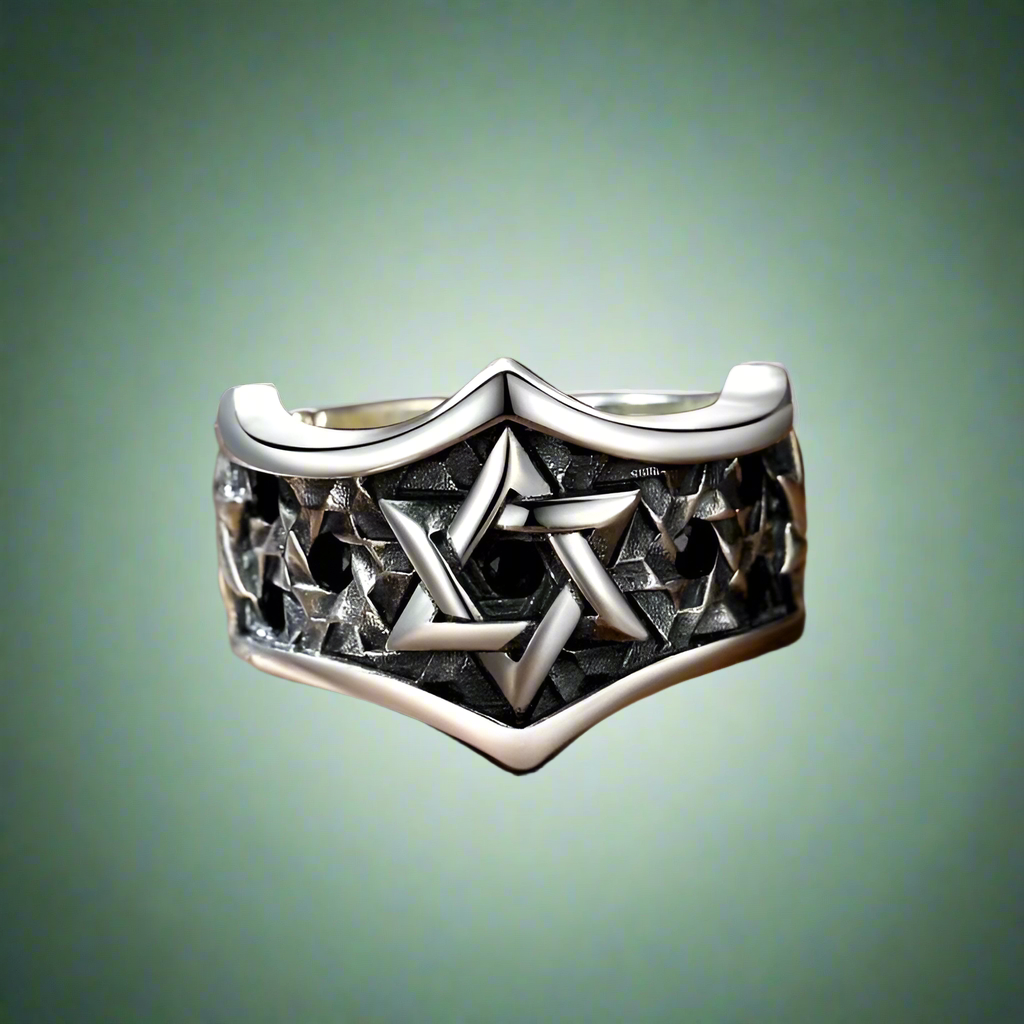 Celtic Stars Black Diamond Silver Ring