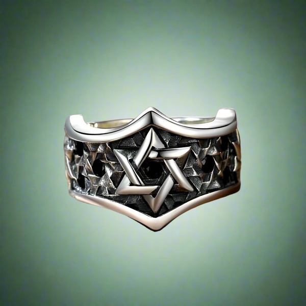 Celtic Stars Black Diamond Silver Ring