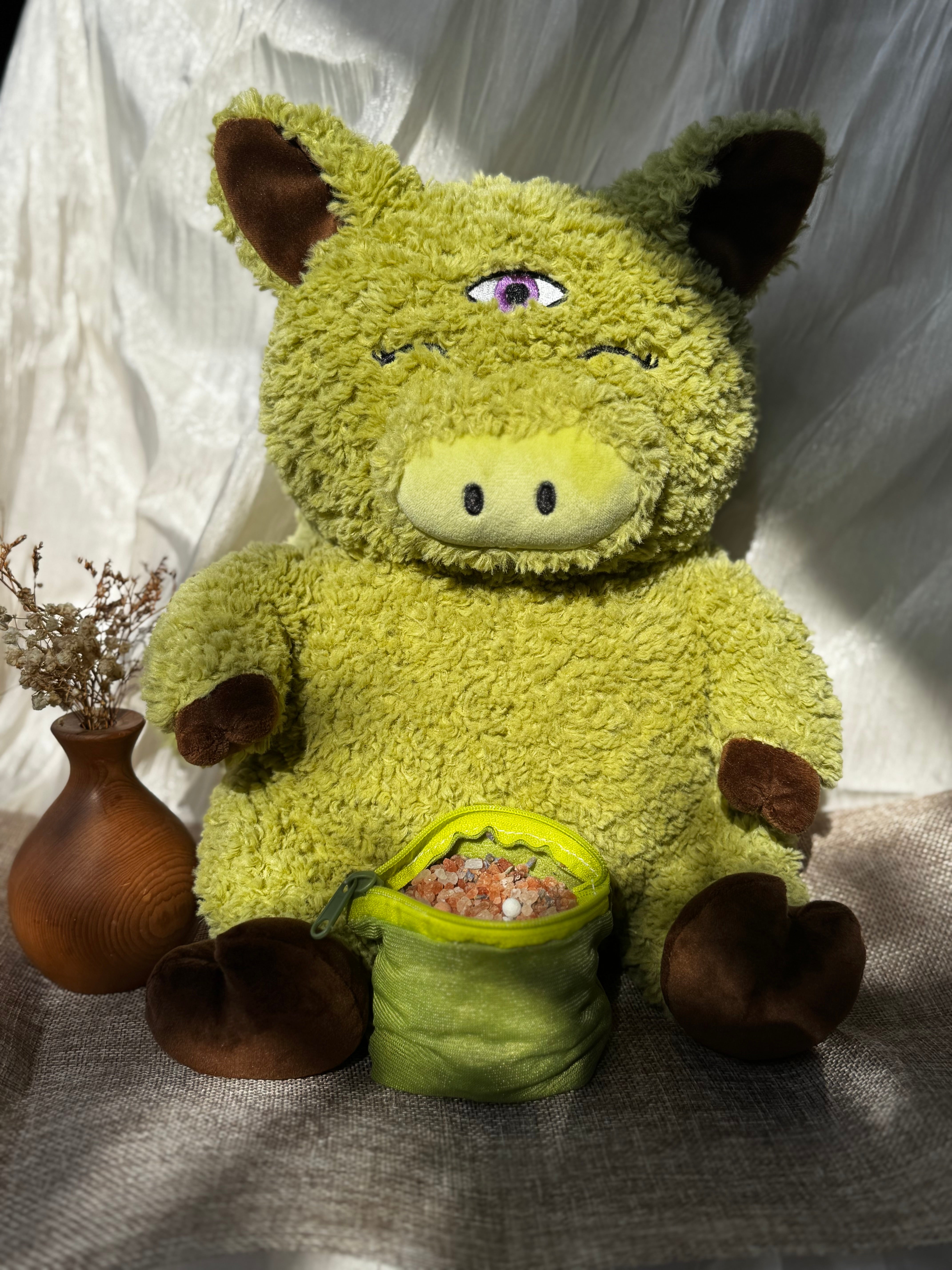 Sage Pig Plushie with Heat Pack and Chakra Stones