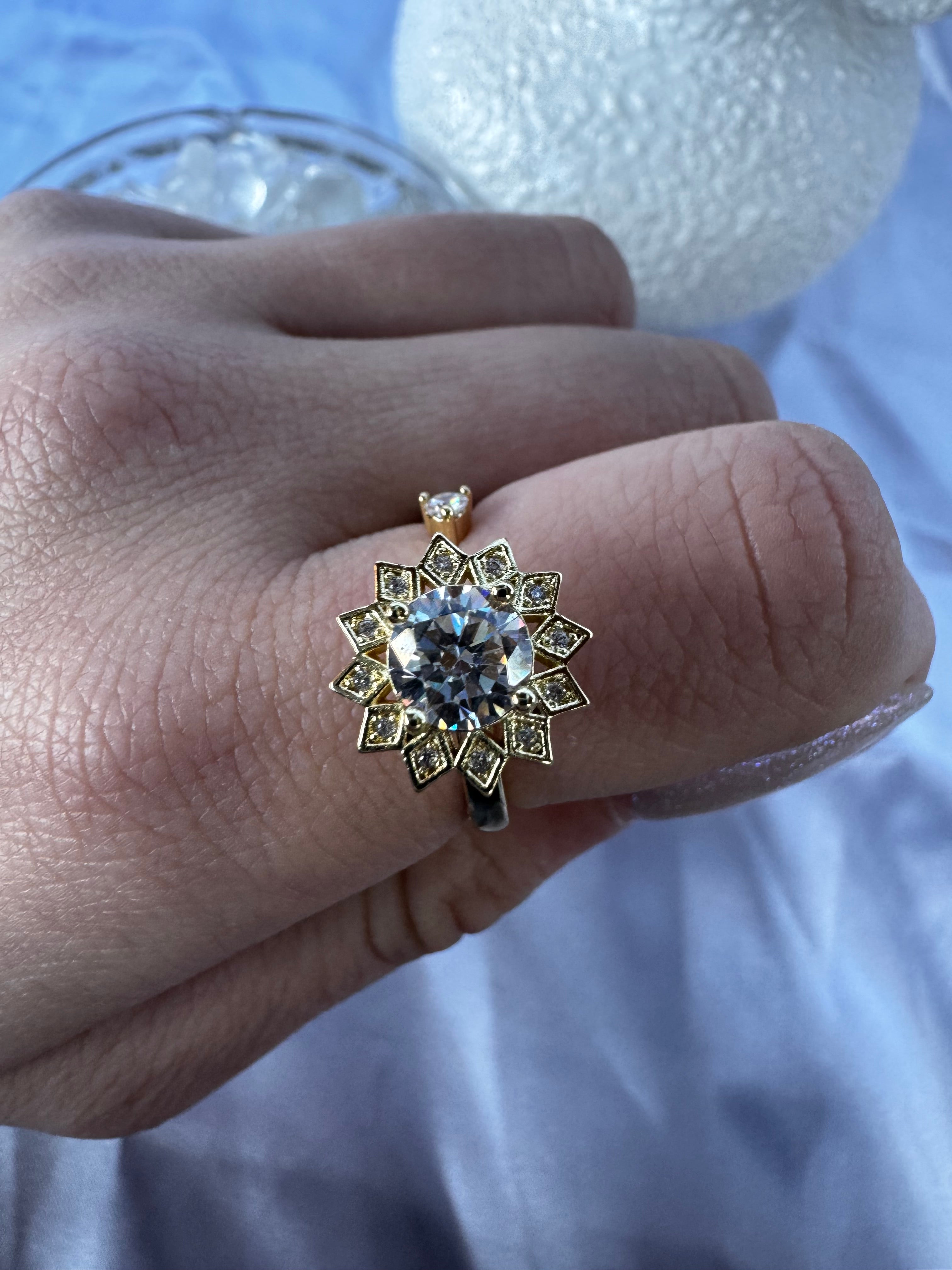 Pink or Clear Sunflower Zirconia Fidget Ring