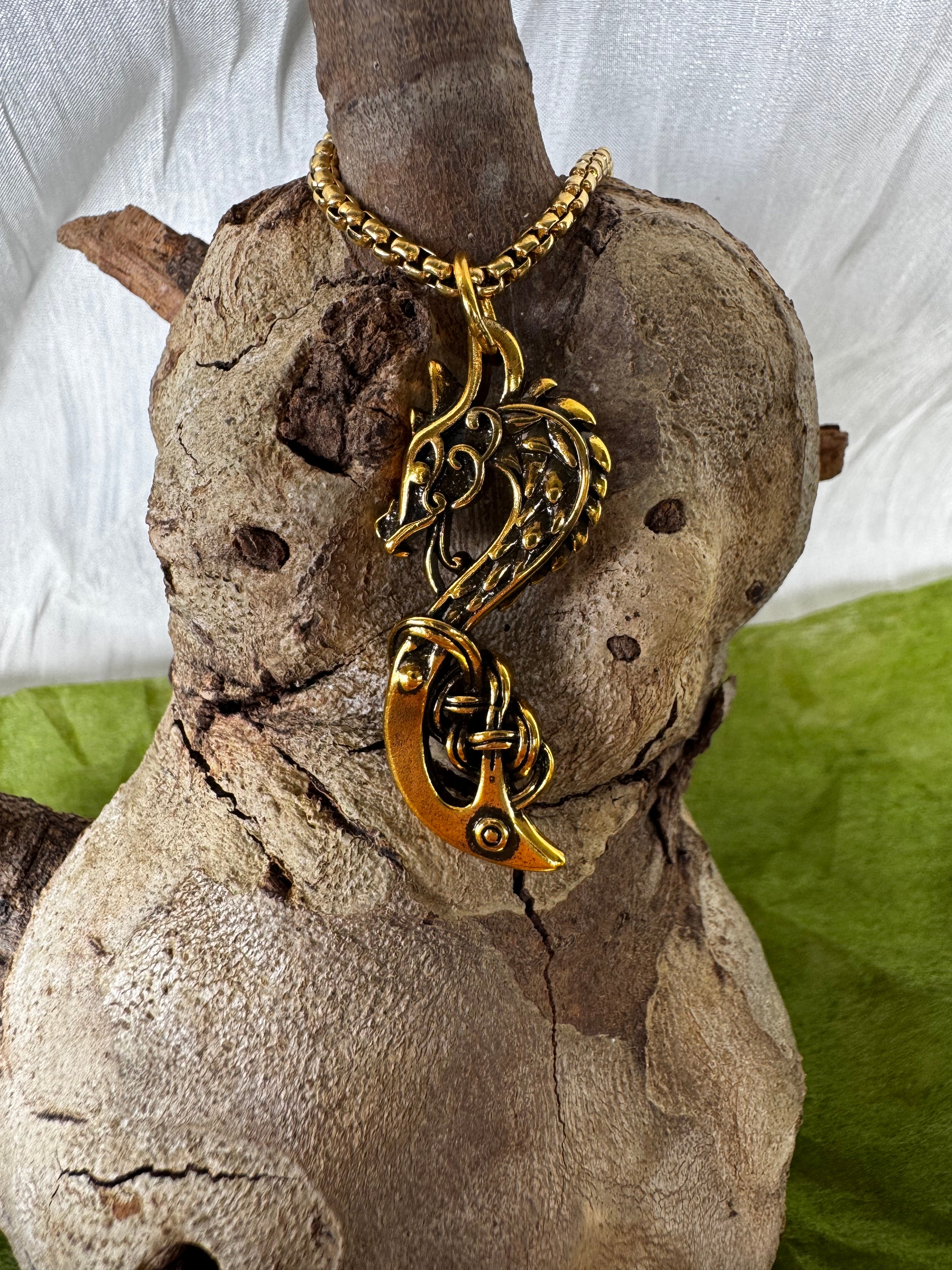 Stainless Steel Gold Dragon Pendant