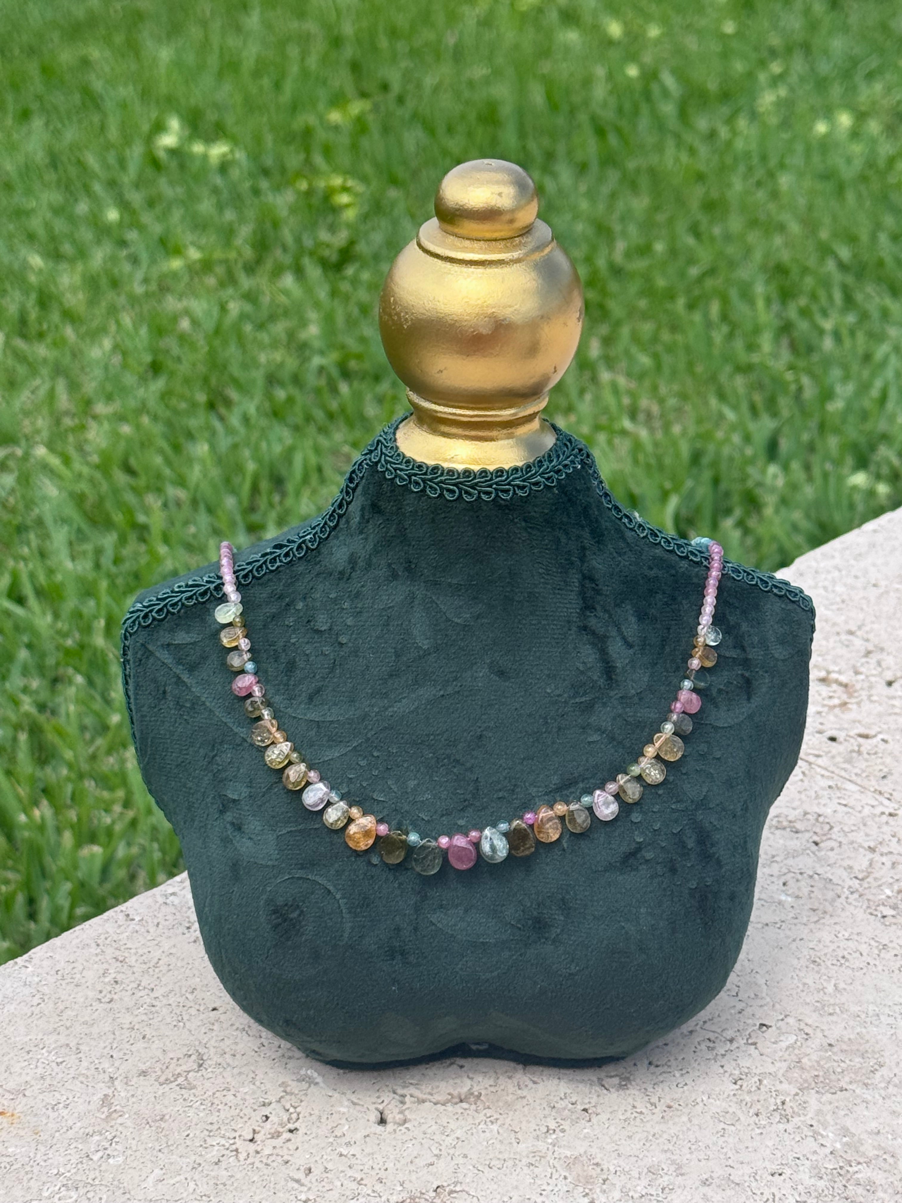 Watermelon Tourmaline droplet Necklace