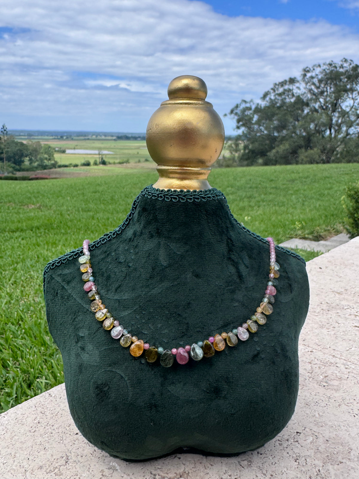 Watermelon Tourmaline droplet Necklace