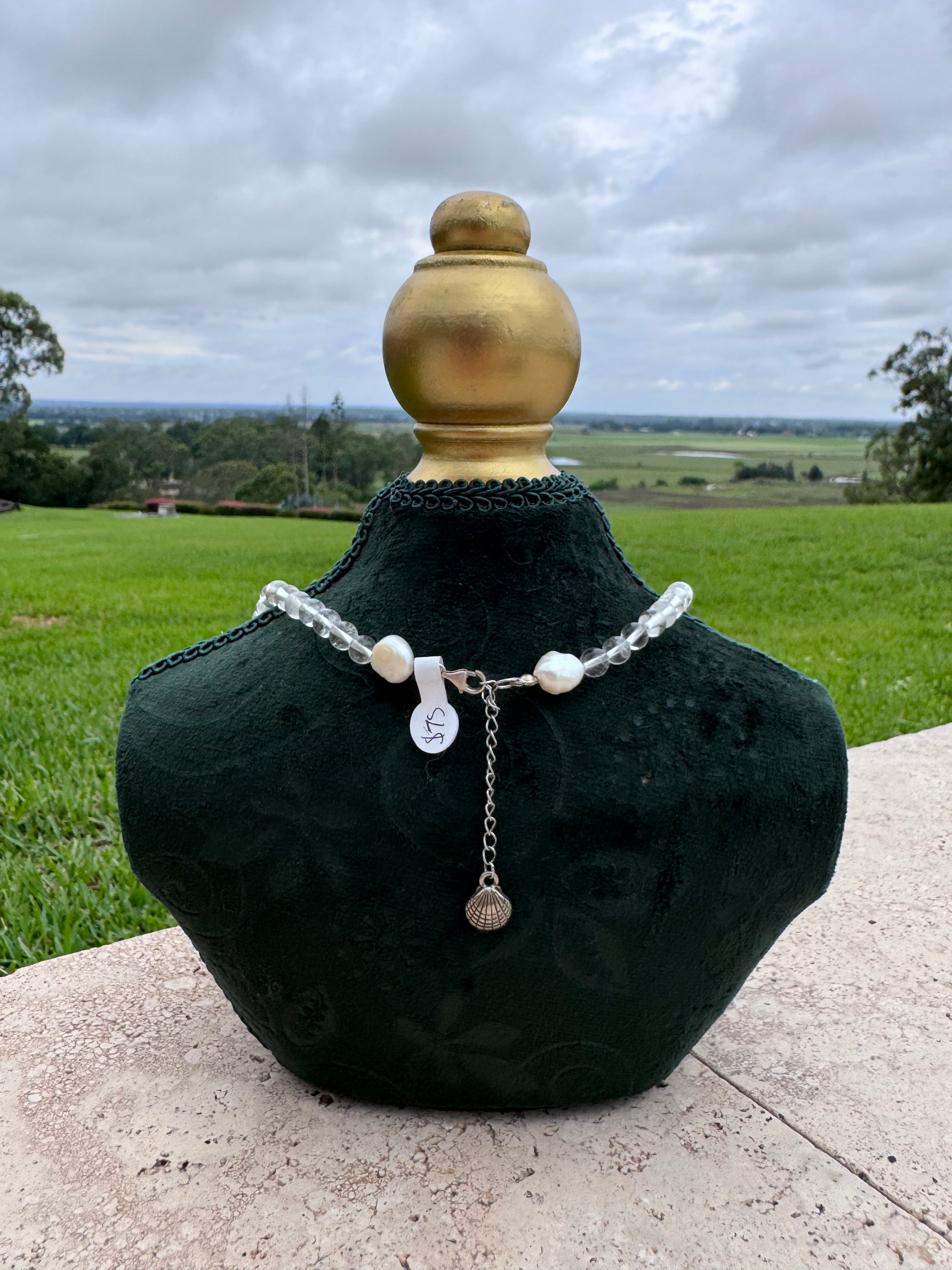 Clear Quartz Moon Necklace