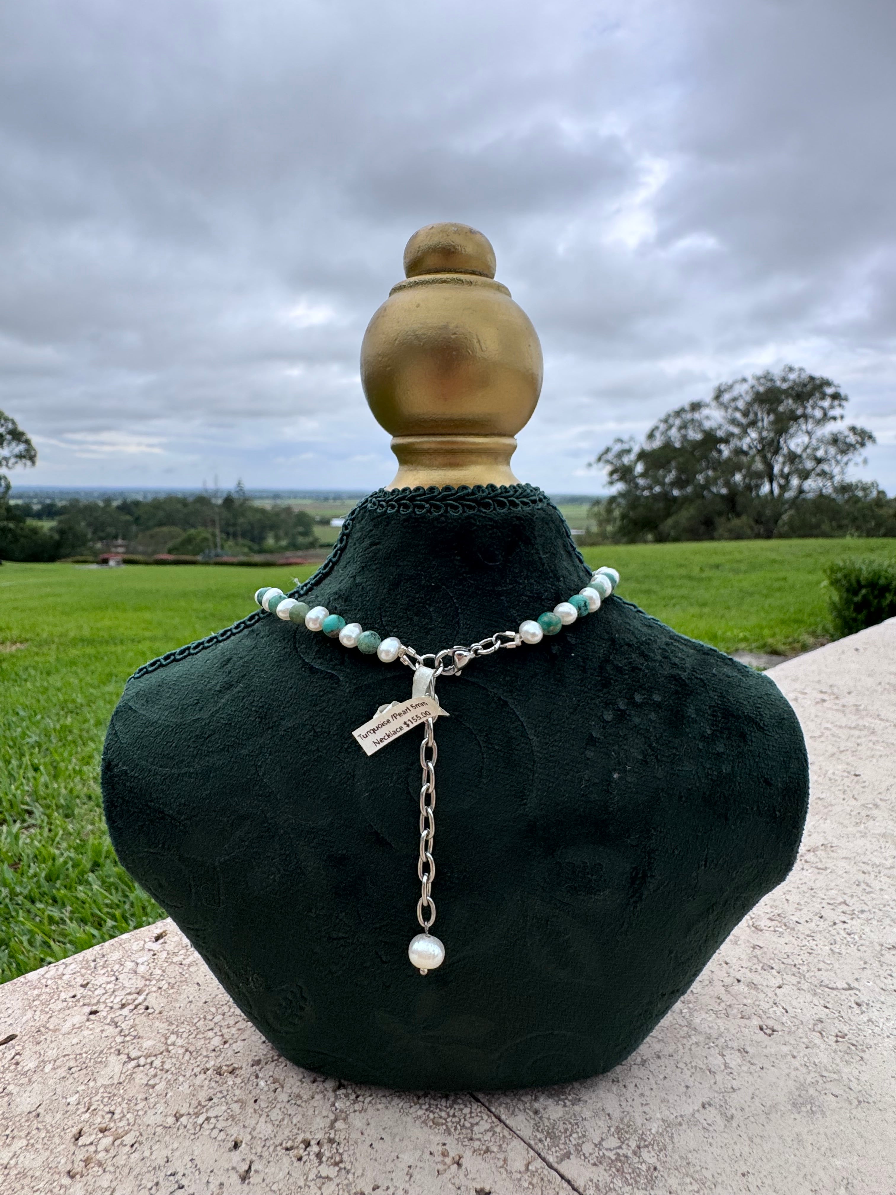 Turquoise & Pearl Anchor Choker