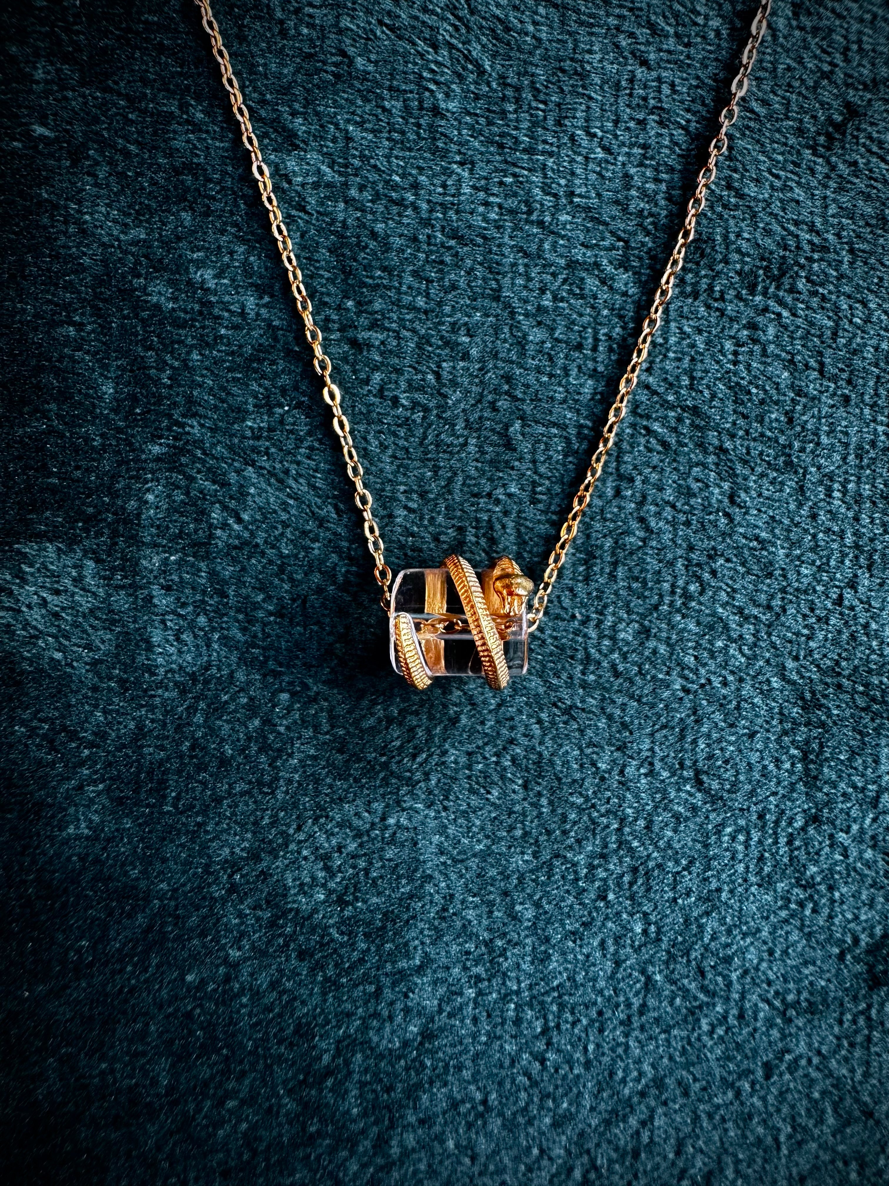 Gold Snake Wrapped Clear Quartz S925