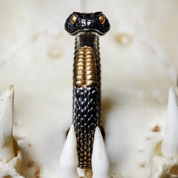 S925 Black Rattle Snake Ring