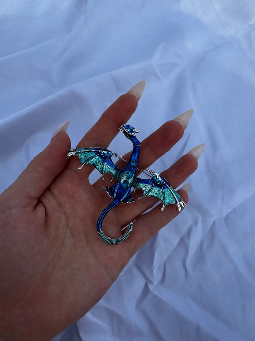 Celtic fantasy dragon enameled Broach