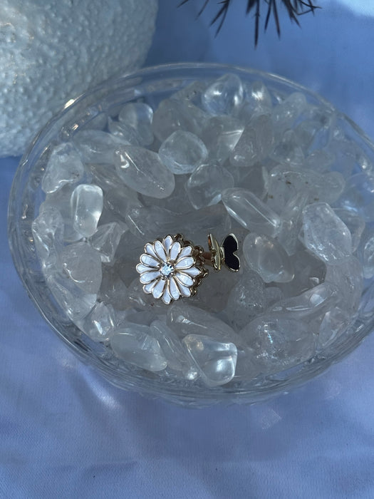 Gold white Flower Fidget Ring