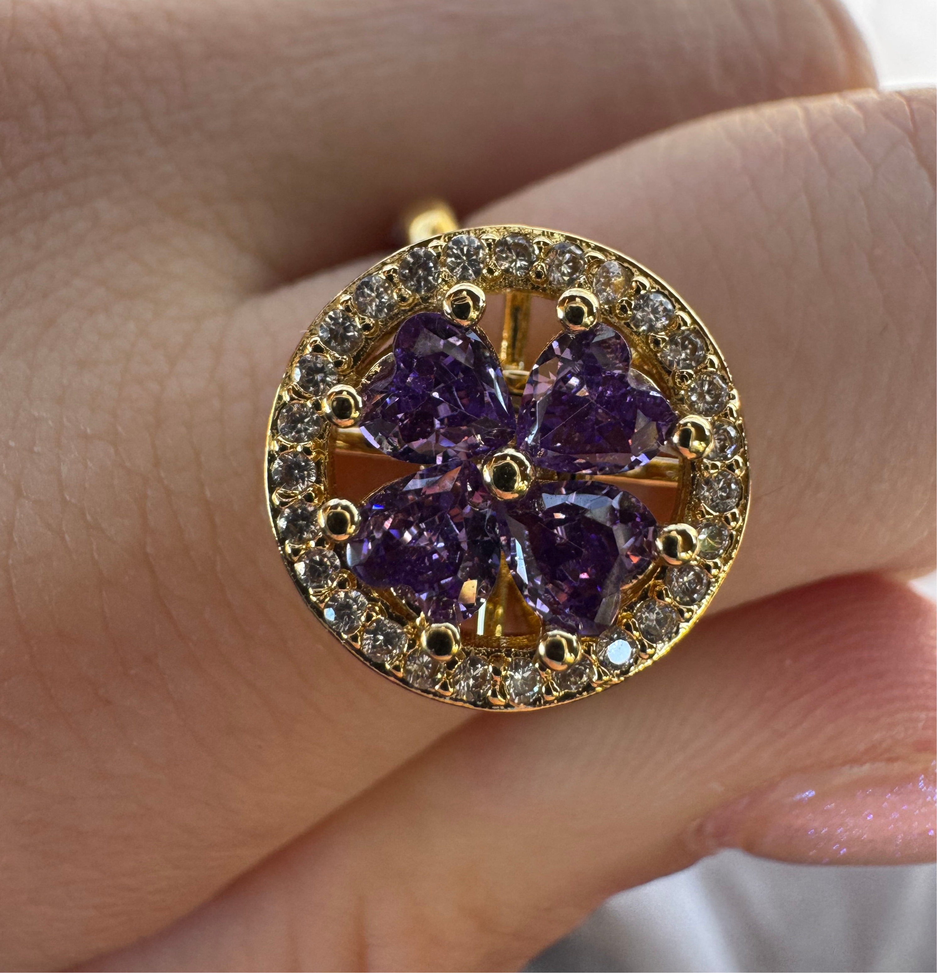 Purple 4 Leaf Clover Fidget Ring