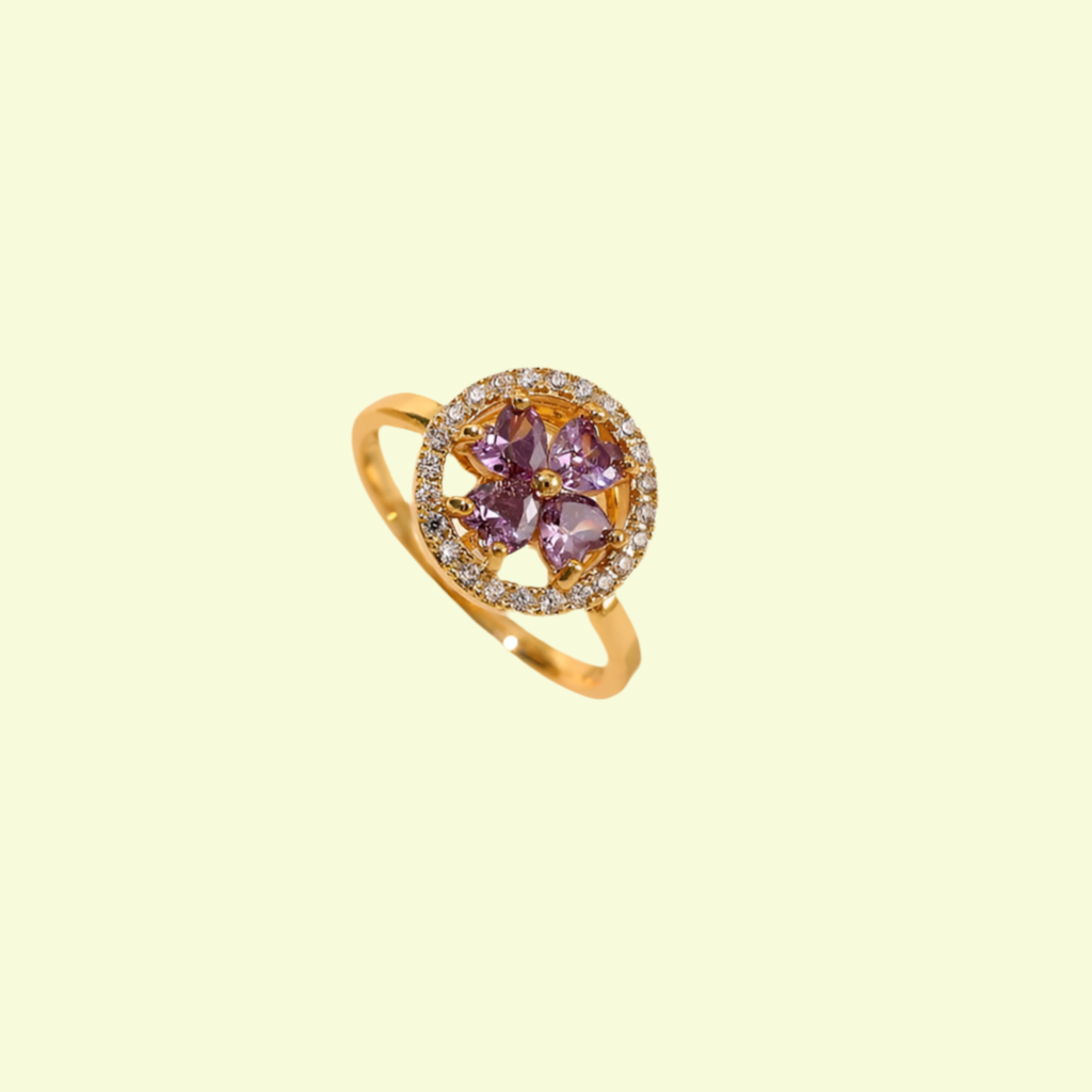 Purple 4 Leaf Clover Fidget Ring