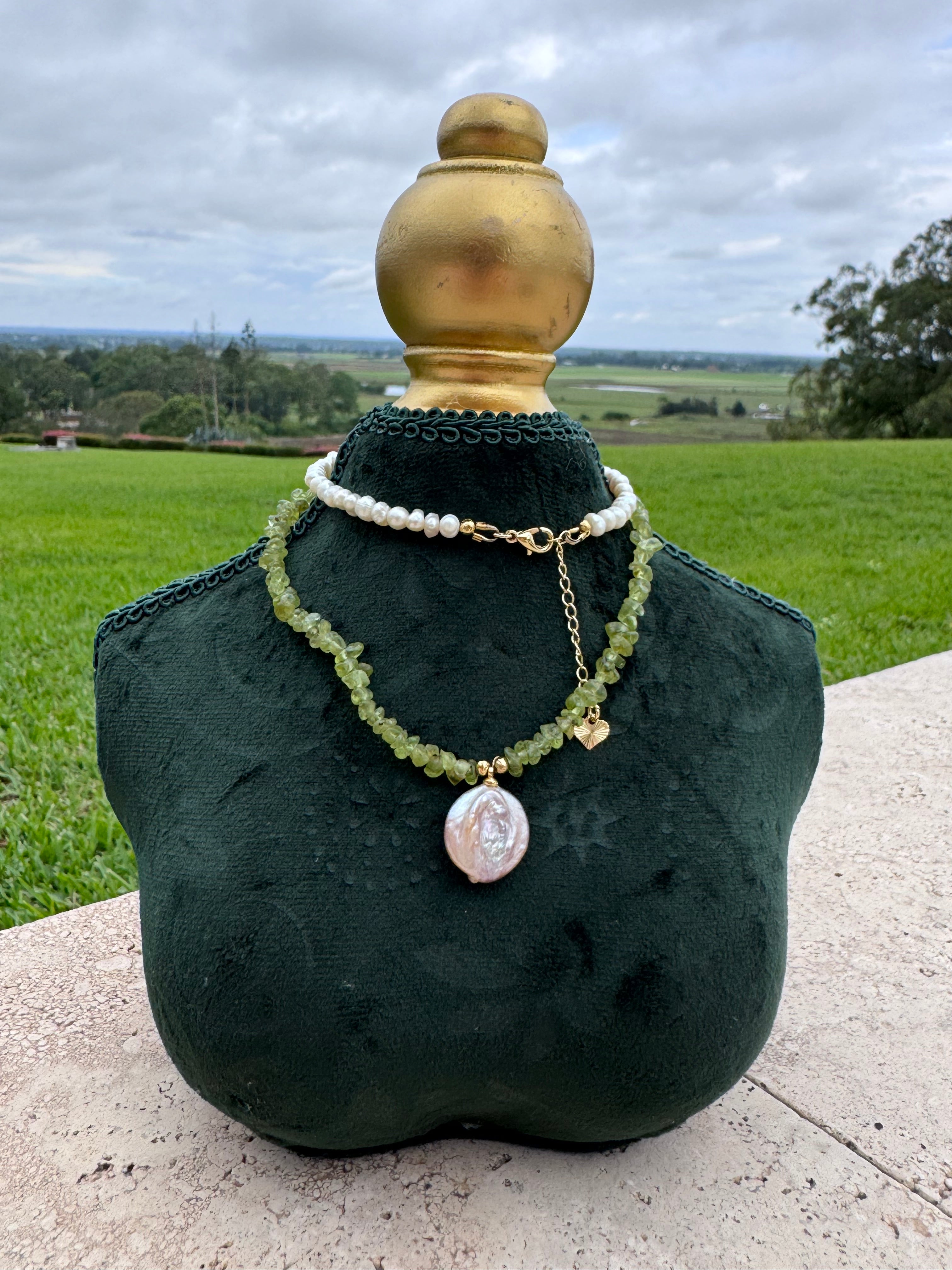 Peridot & Pearl Mermaid necklace