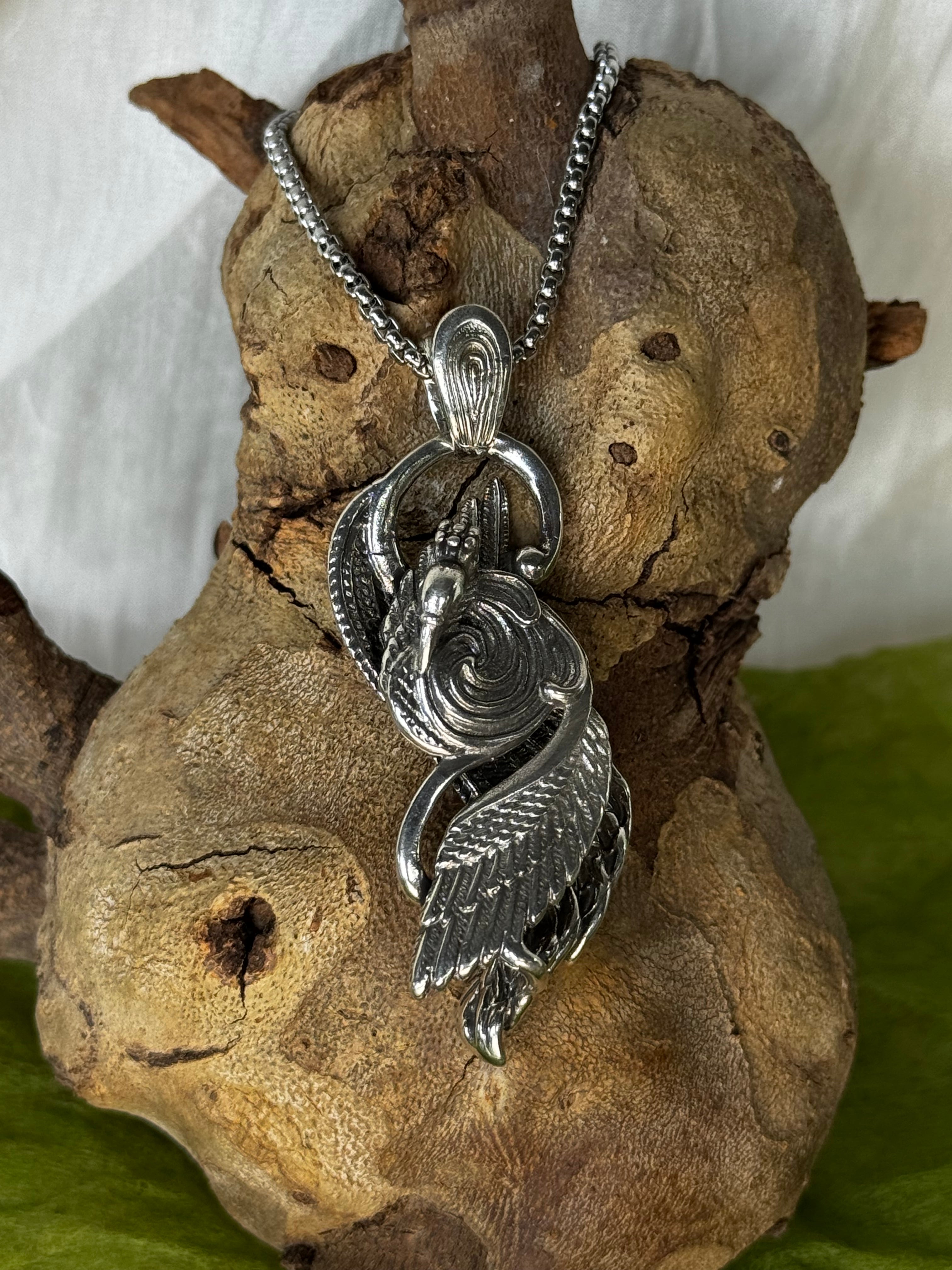 Silver Peacock Stainless Steel Pendant