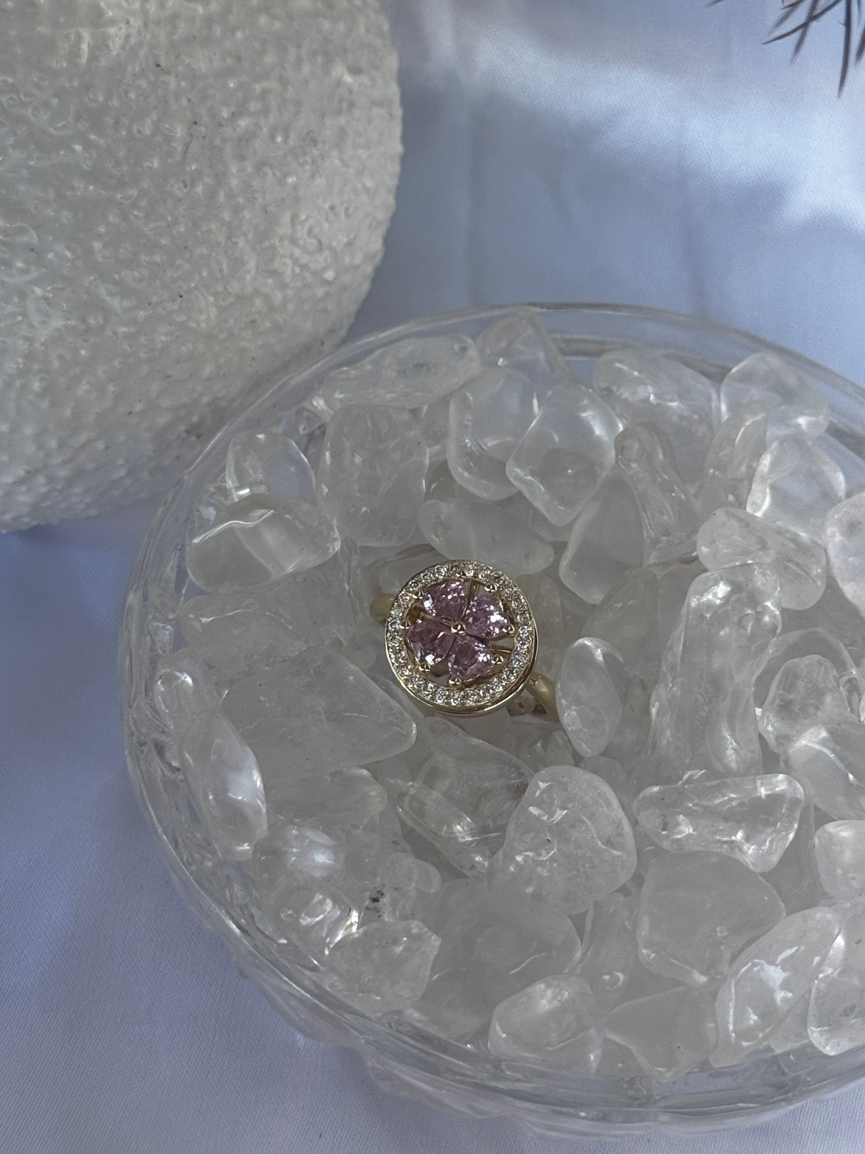 Pink 4 Leaf Clover Fidget Ring