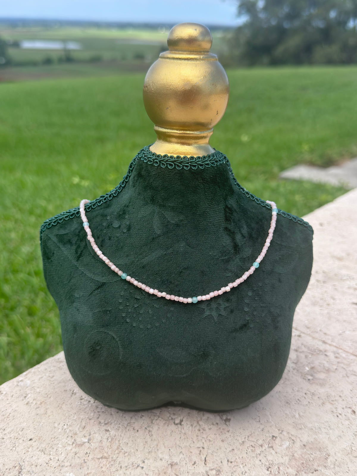 Pink Opal x Aquamarine Necklace