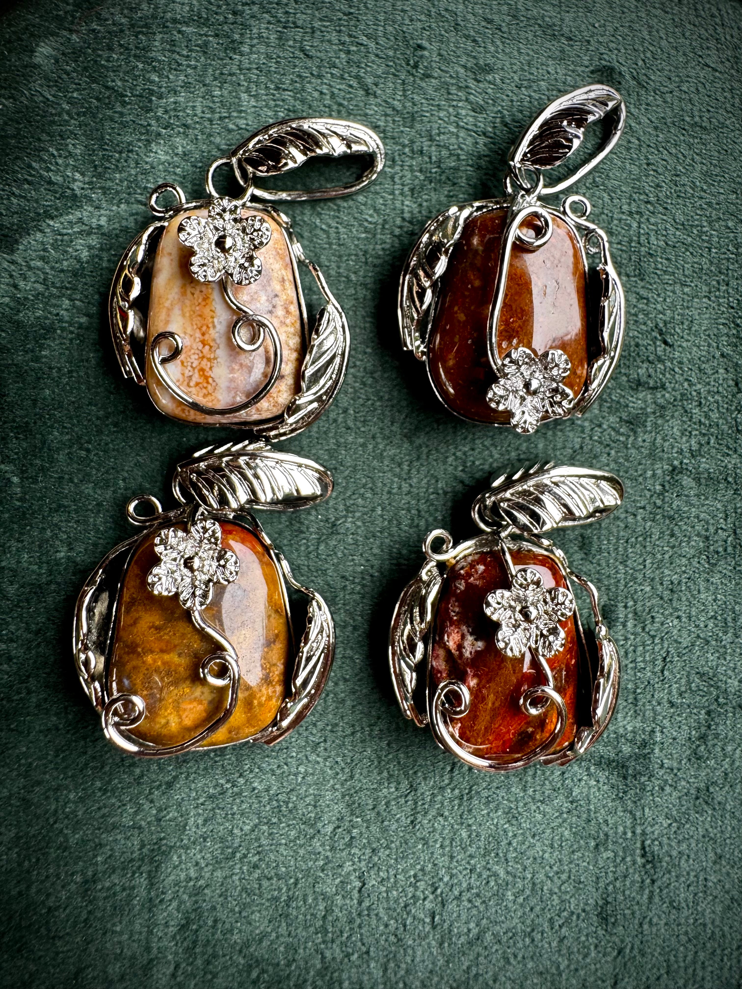 Ocean Jasper Floral Pendant