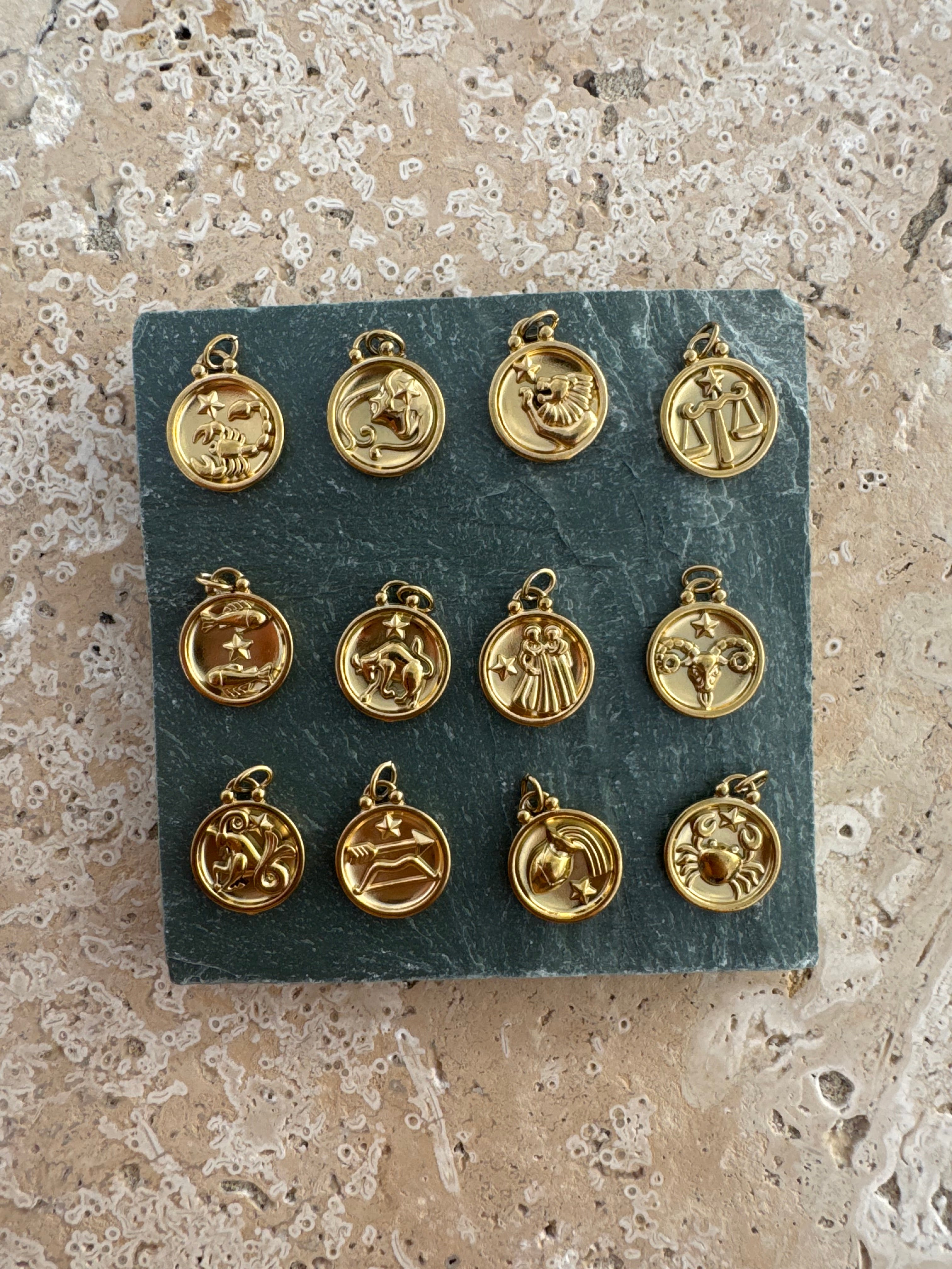 12 Gold Zodiac and Constellation Star sign Coin Necklace