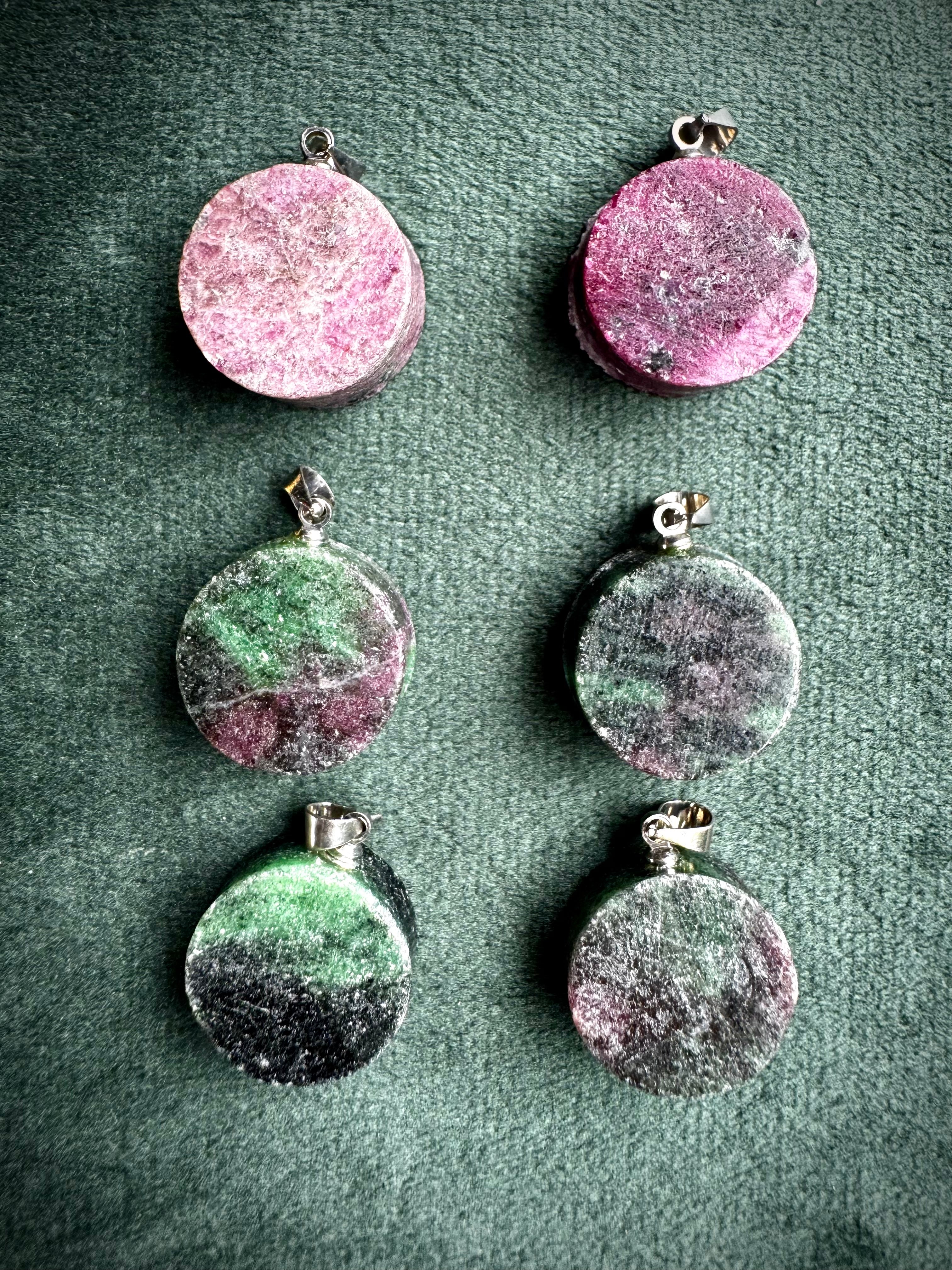Raw Ruby and Zoisite Pendant