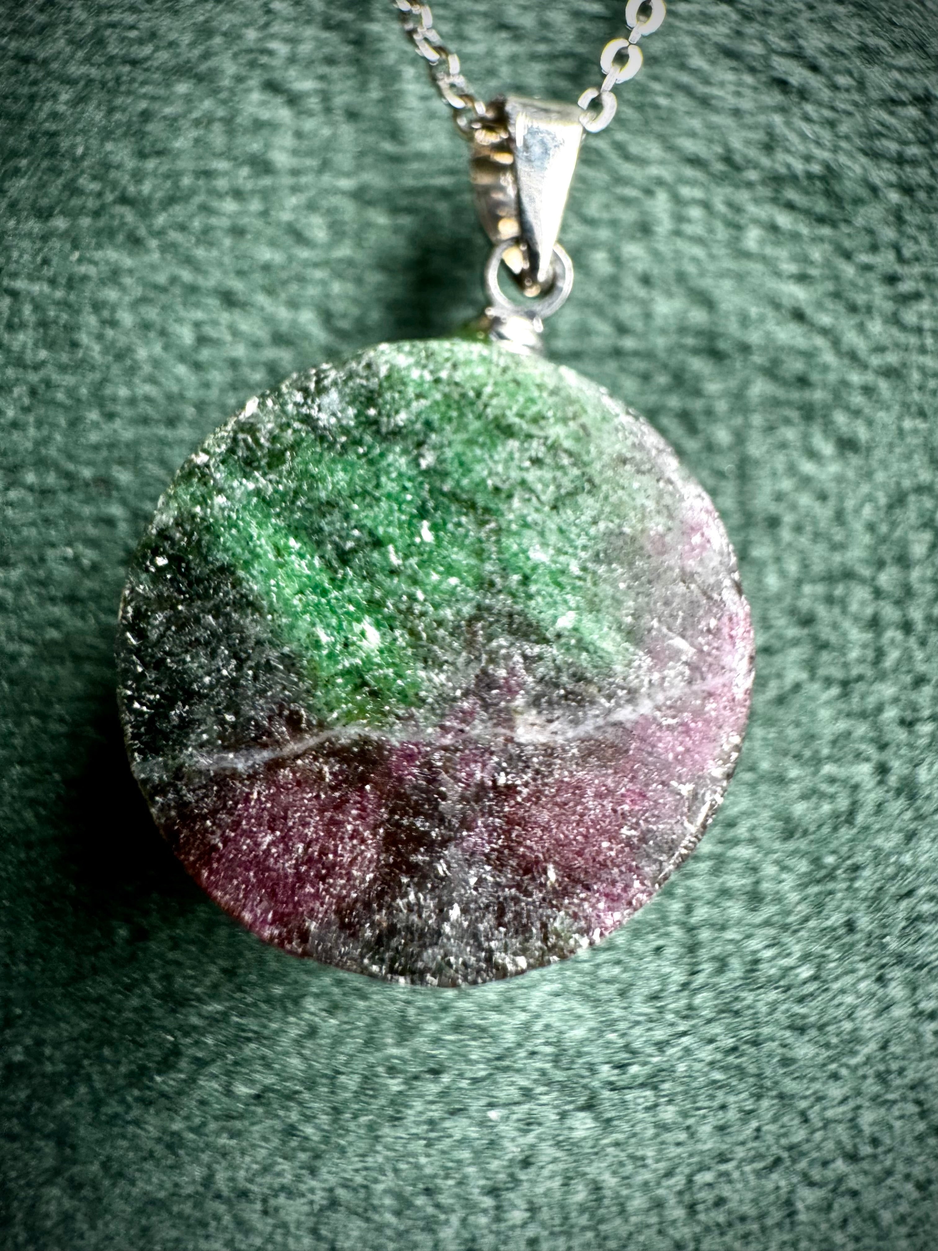 Raw Ruby and Zoisite Pendant