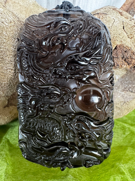 Clear Obsidian Dragons Pendant