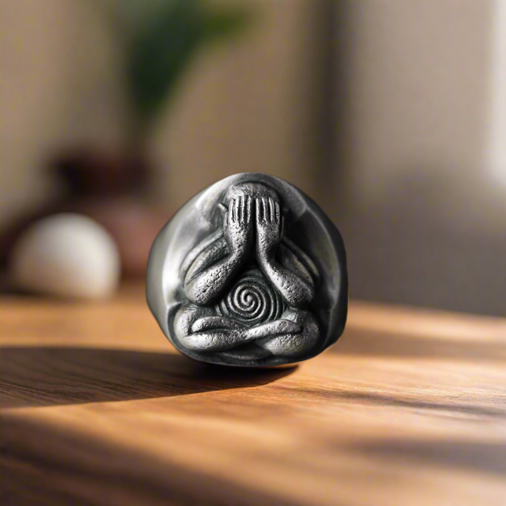 Meditation Buddha Spiritual silver Ring