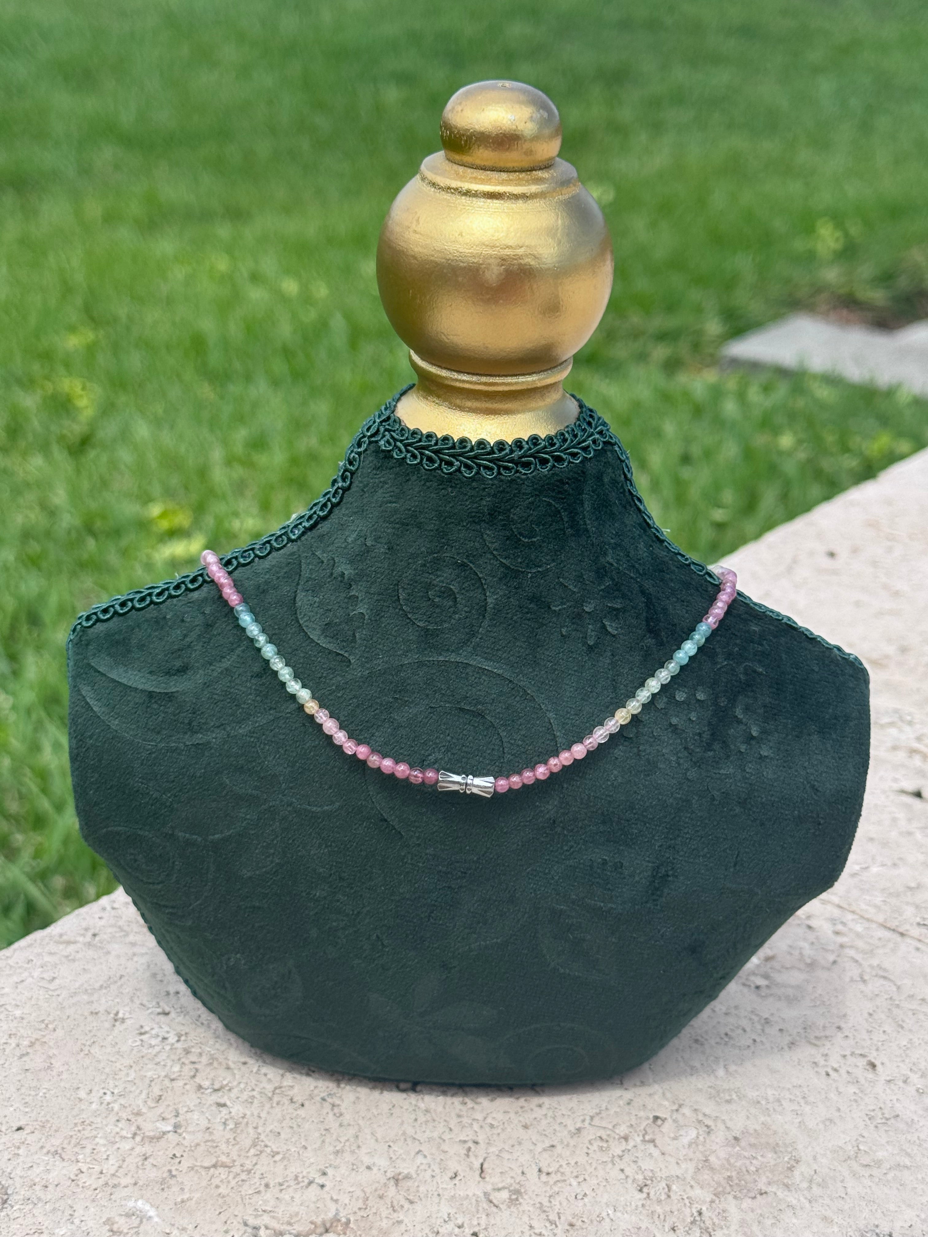 Watermelon Tourmaline droplet Necklace