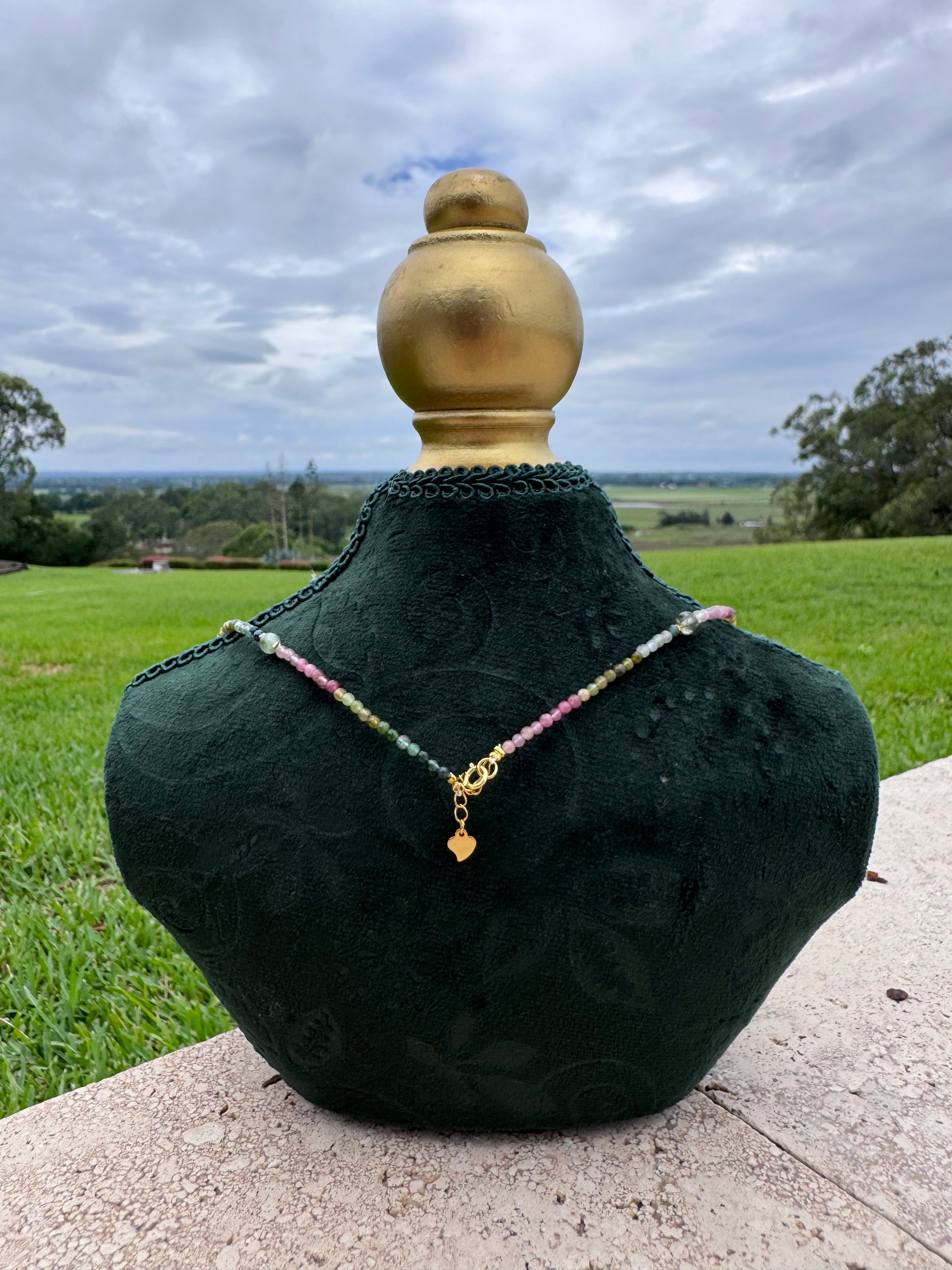 Watermelon Tourmaline Dainty Necklace