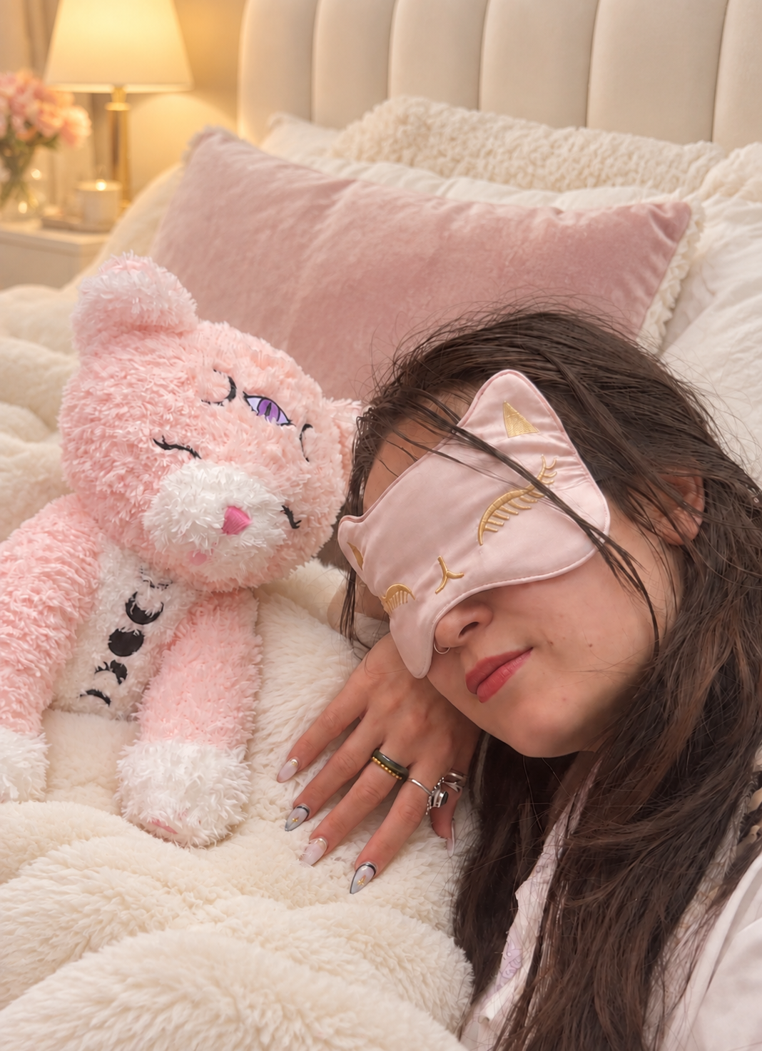 Silky Cat Face Mask soft Pink color