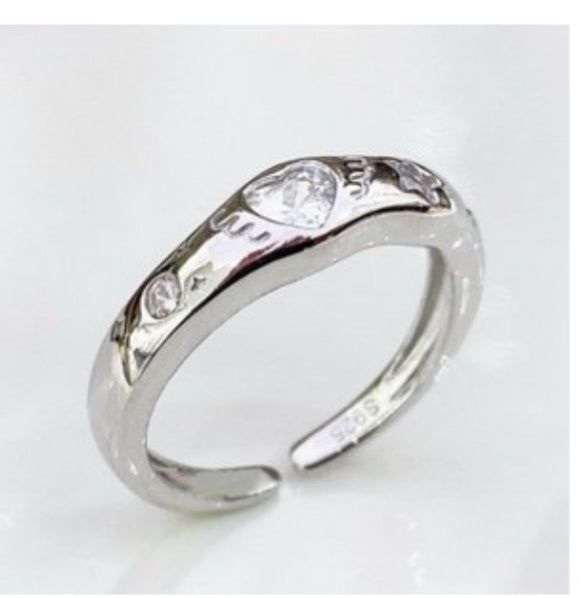 Love Heart and Stars S925 Silver Ring