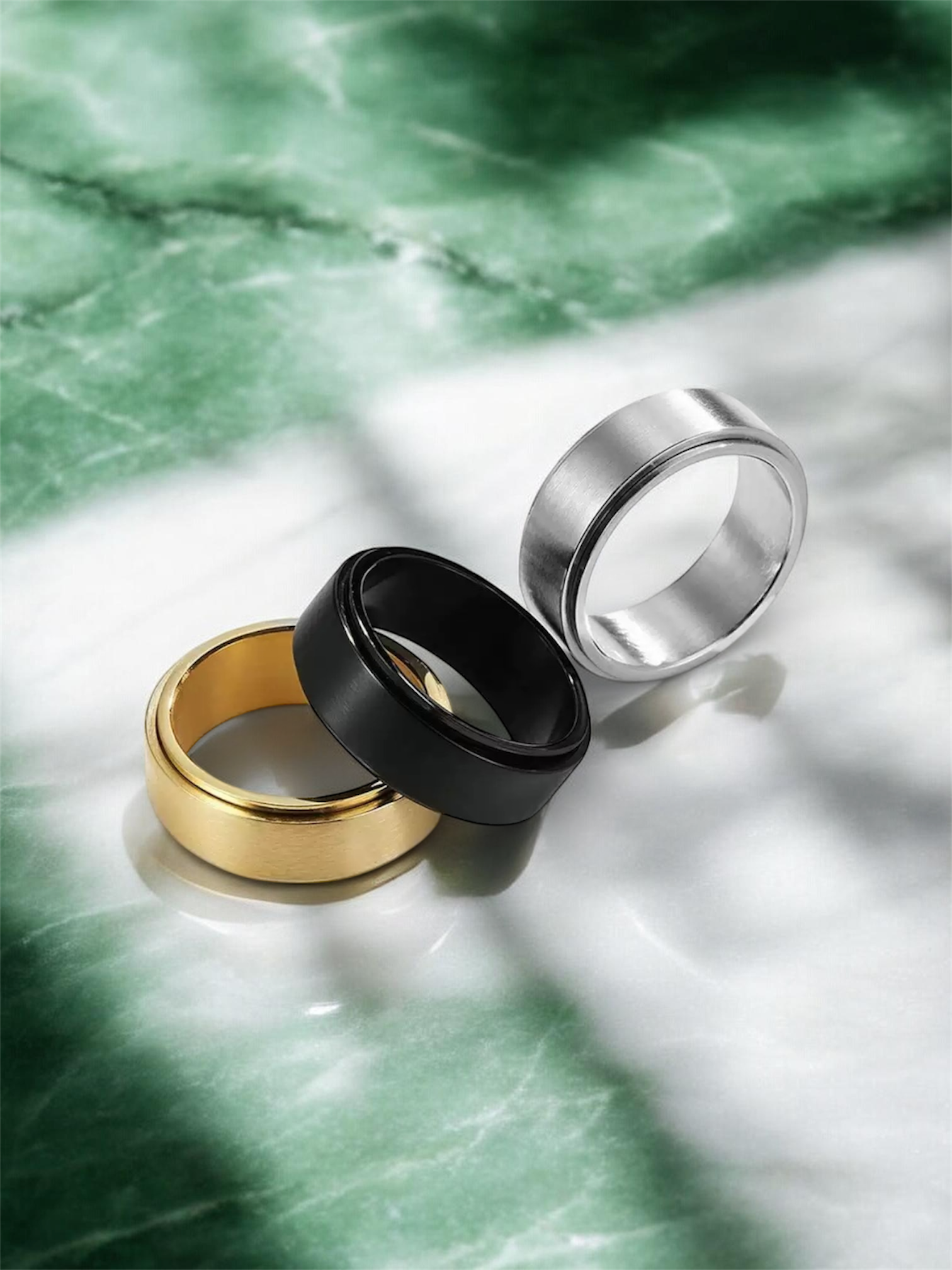 Flat simple Polishing stainless Steels Fidget Ring