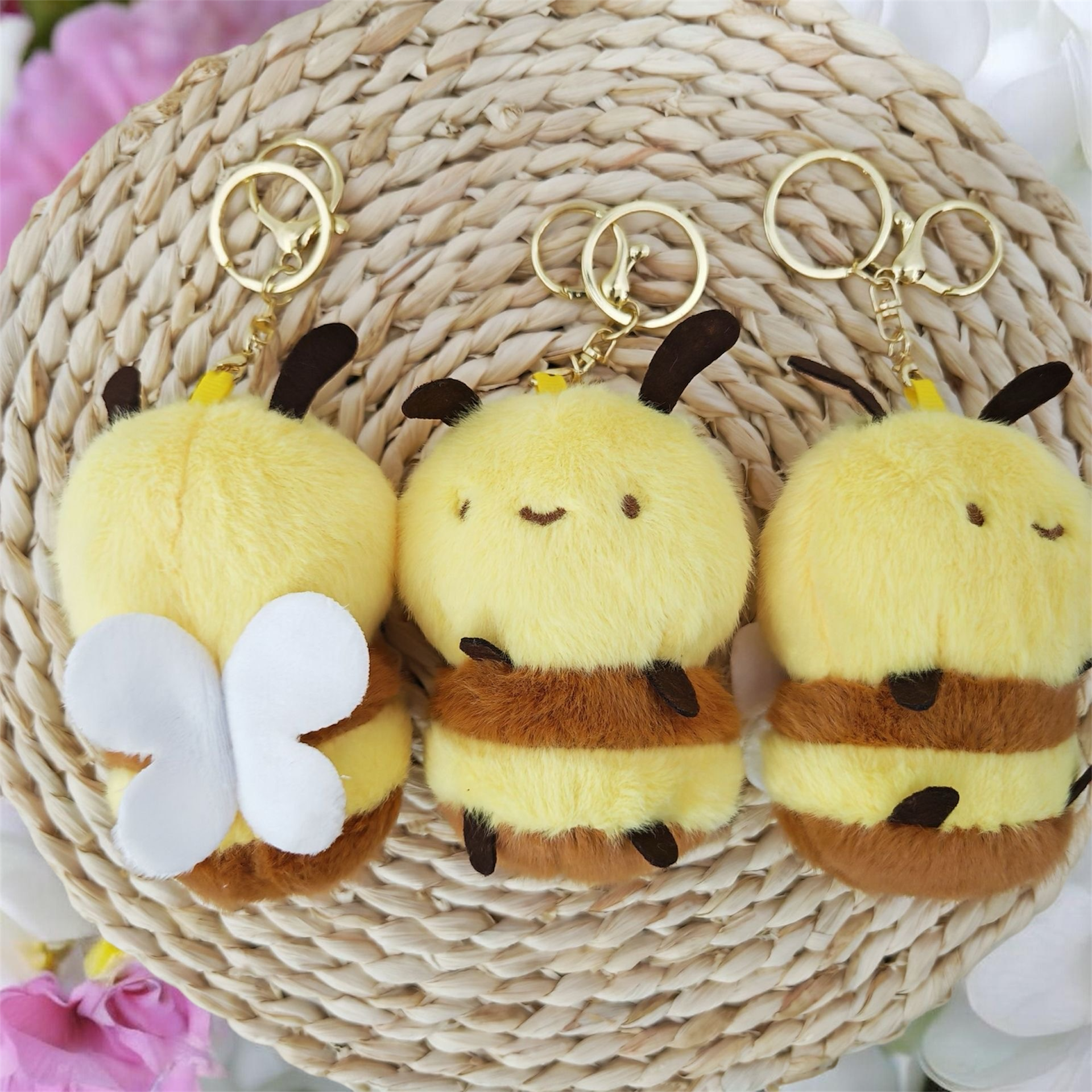 Bee Happy Cute Plush Keyring 🐝