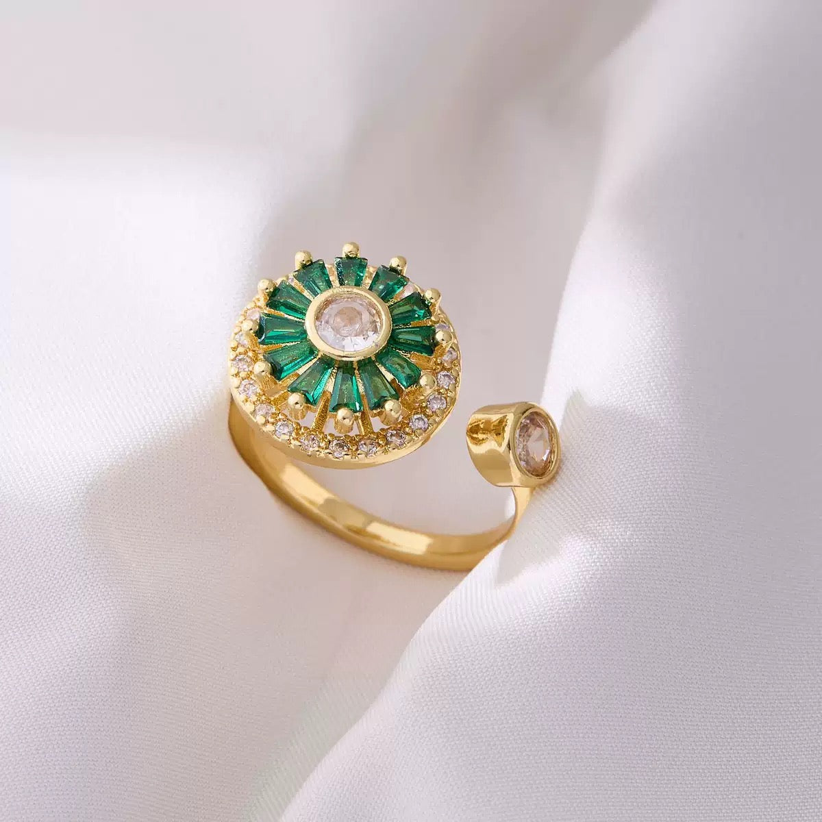 Gold Flower Windmill Fidget Ring