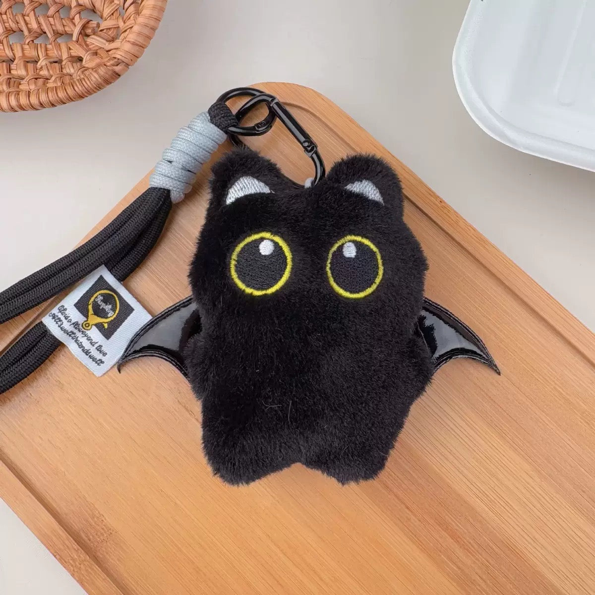🦇 Midnight Guardian – Bat Cat Plush Keychain