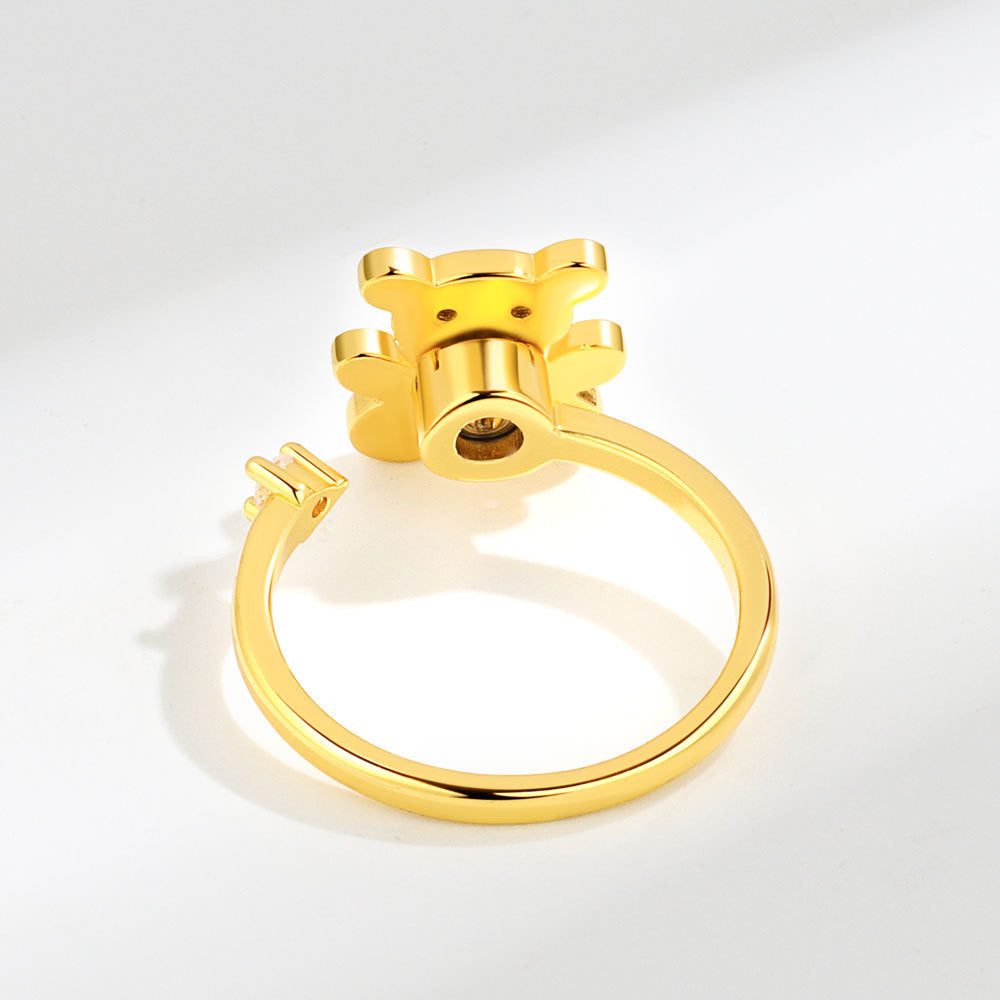 Black Bear pink heart Fidget Ring