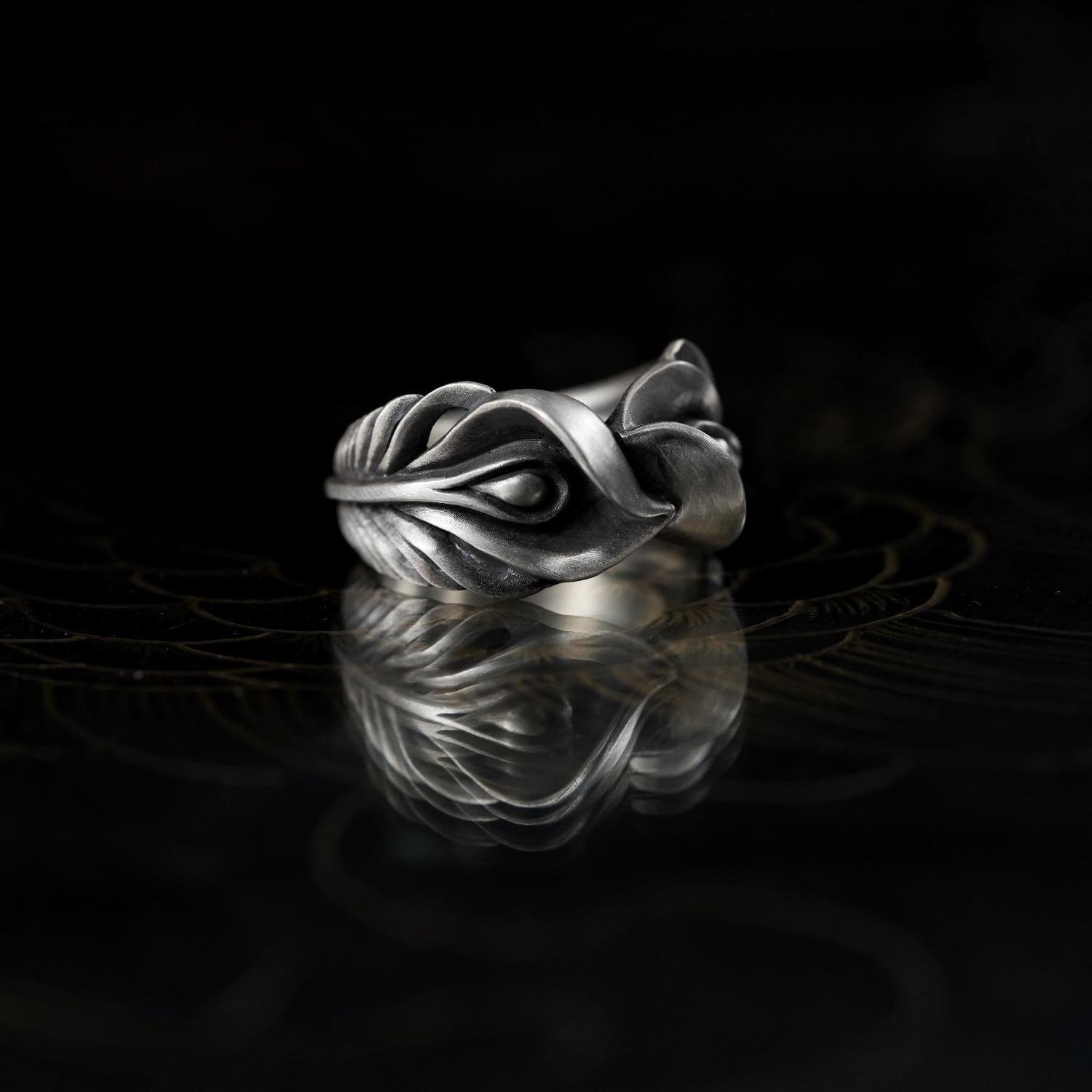 Gothic Phoenix Feathers silver Ring