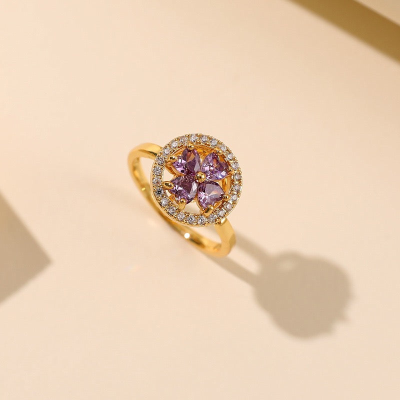 Purple 4 Leaf Clover Fidget Ring