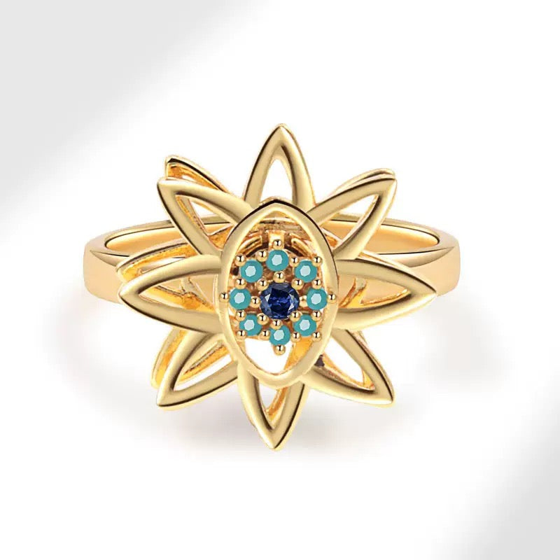 Gold and Silver Evil Eye Star Fidget Ring