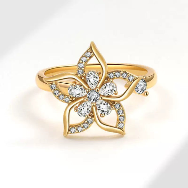Elegant Gold Flower Fidget Ring