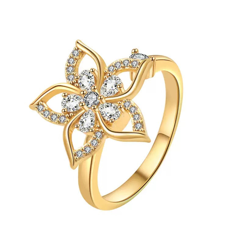 Elegant Gold Flower Fidget Ring