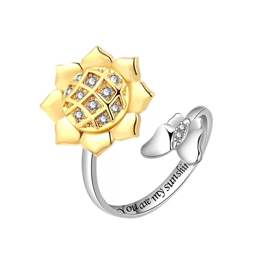 Gold Sunflower Fidget Ring