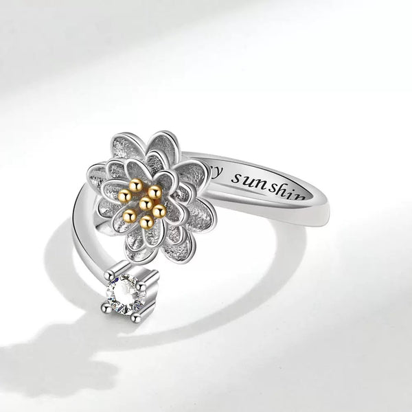 Mix metal Flower Fidget Ring
